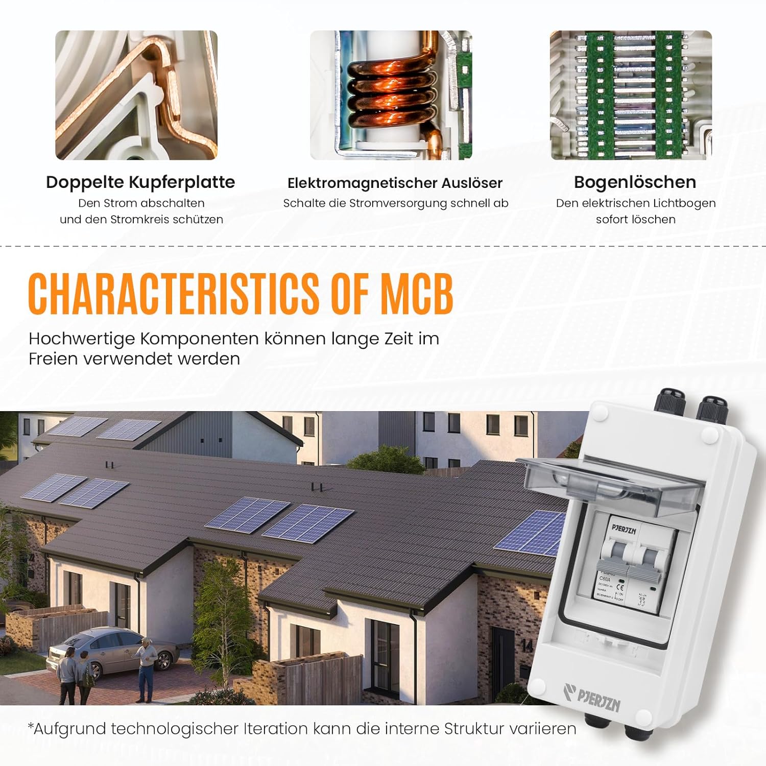 Thumbnail 1 de PJERJZN DC Trennschalter für PV-Anlagen (1000 V DC) im wasserdichten Gehäuse, 30 A