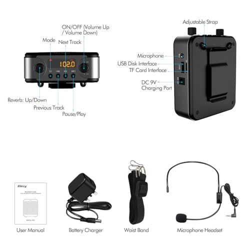 Thumbnail 5 de Giecy Portable Voice Amplifier with Headset Microphone — 30W, 2800mAh, Multi-Function Speaker for Teachers and Presenters