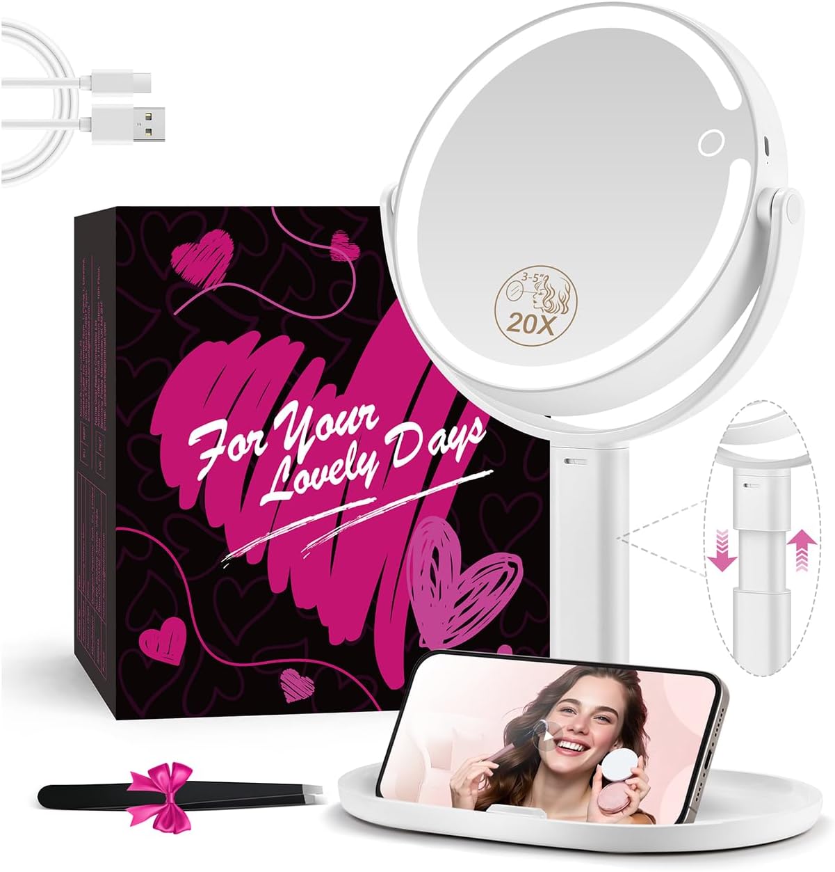 Detalle de MOMOKUBA 20x Magnifying Makeup Mirror with Lights