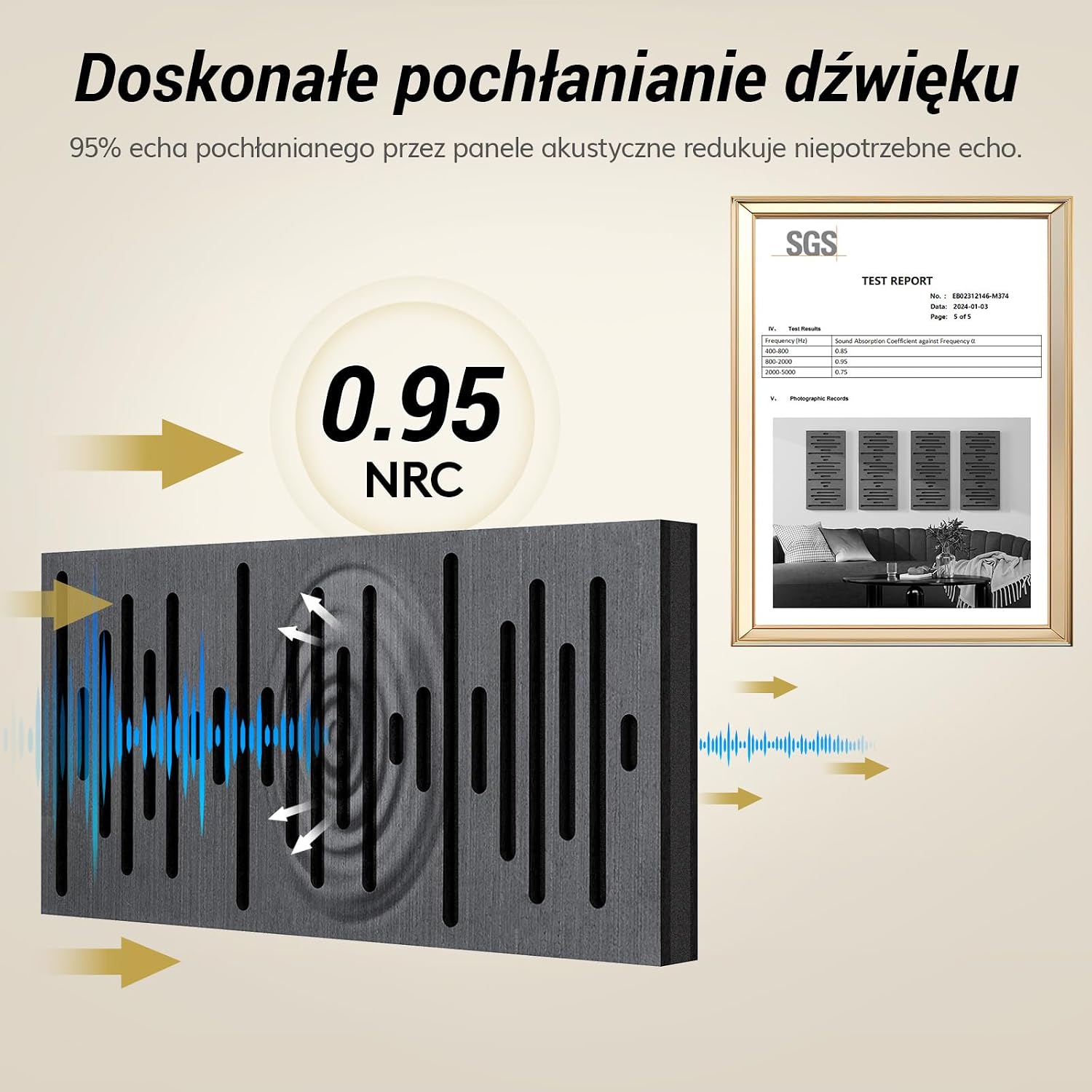 Detalle 2 de TONOR panele akustyczne 60 × 30 × 4,7 cm, samoprzylepne, czarne