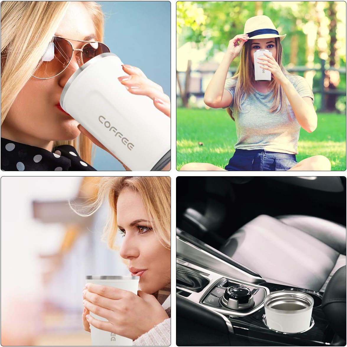 Thumbnail 6 de CS COSDDI 12 oz Stainless Steel Vacuum Insulated Tumbler (Spill-Proof Coffee Travel Mug) - White