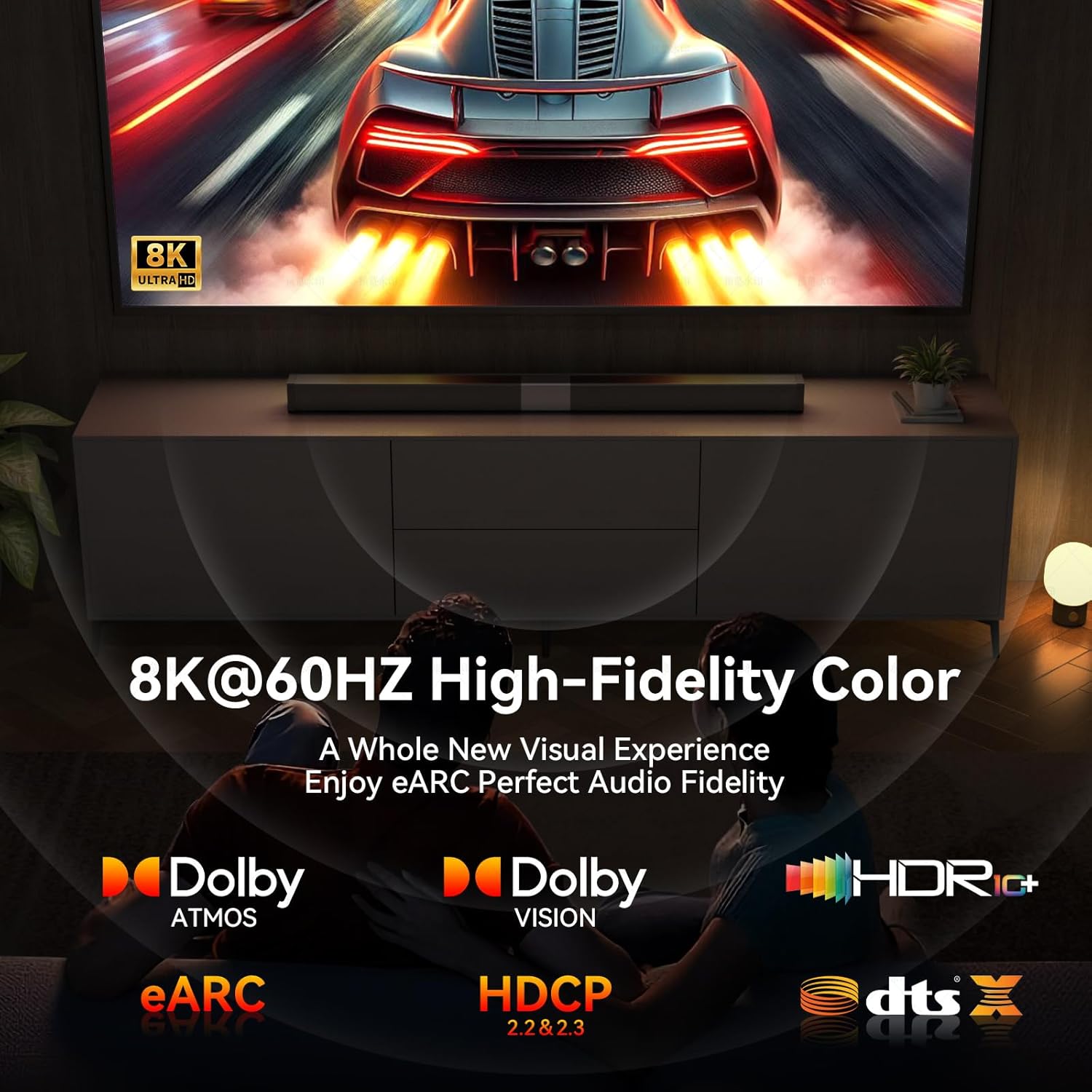 Thumbnail 5 de Adrenenjoyer 8K HDMI 2.1 Cable (30 ft, 48Gbps) with VRR, eARC, HDR10+, and DTS:X