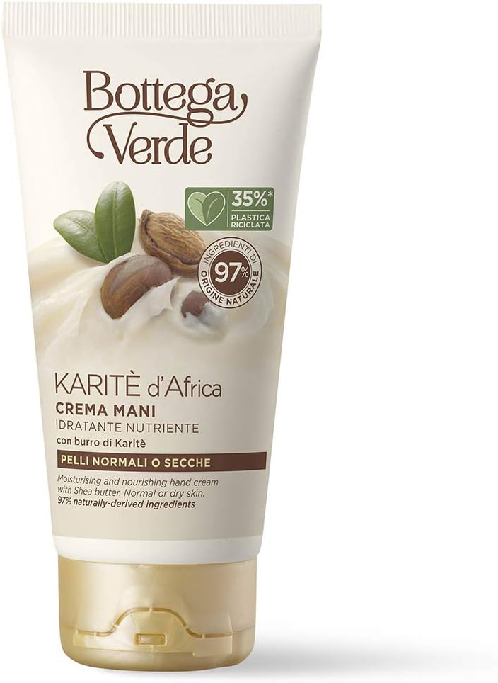 Detalle de Bottega Verde Crema Mani Karitè d'Africa 75 ml – Idratante e Nutriente per Pelli Normali o Secche