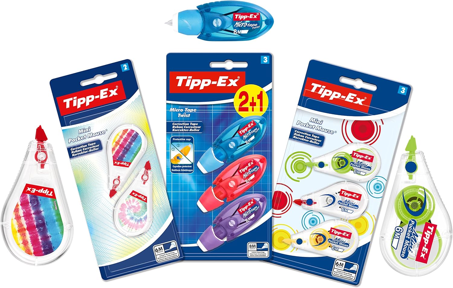 Thumbnail 4 de BIC 4 Couleurs Décors Messages ou Collection Botanique et Tie and Dye – Stylos-bille 4 couleurs, pointe moyenne 1,0 mm, Rouge, boîte réutilisable de 6