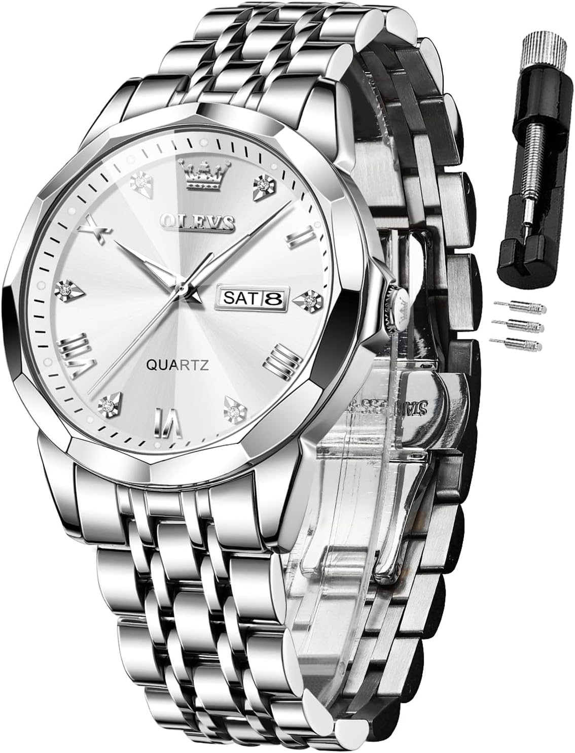 OLEVS Watch for Men Two Tone Blue 3ATM