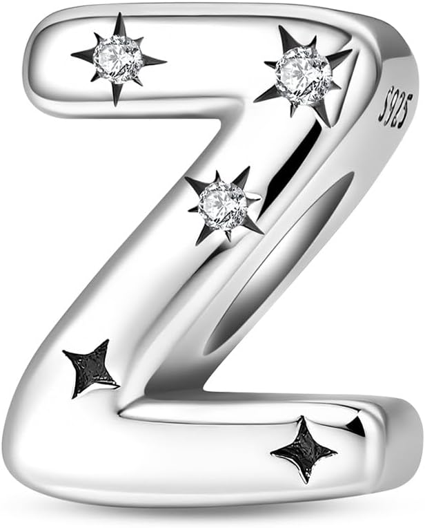 Thumbnail 6 de QIKAOLA S925 Sterling Silber Buchstaben Charms – 26 Buchstaben Perlen für Pandora Armbänder und Halsketten