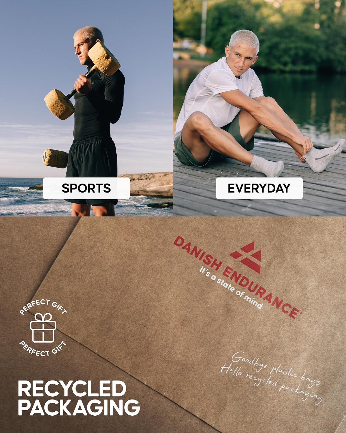 Thumbnail 5 de DANISH ENDURANCE Organic Cotton Athletic Quarter Socks – Unisex, Anti‑Blister Cushioned & Breathable