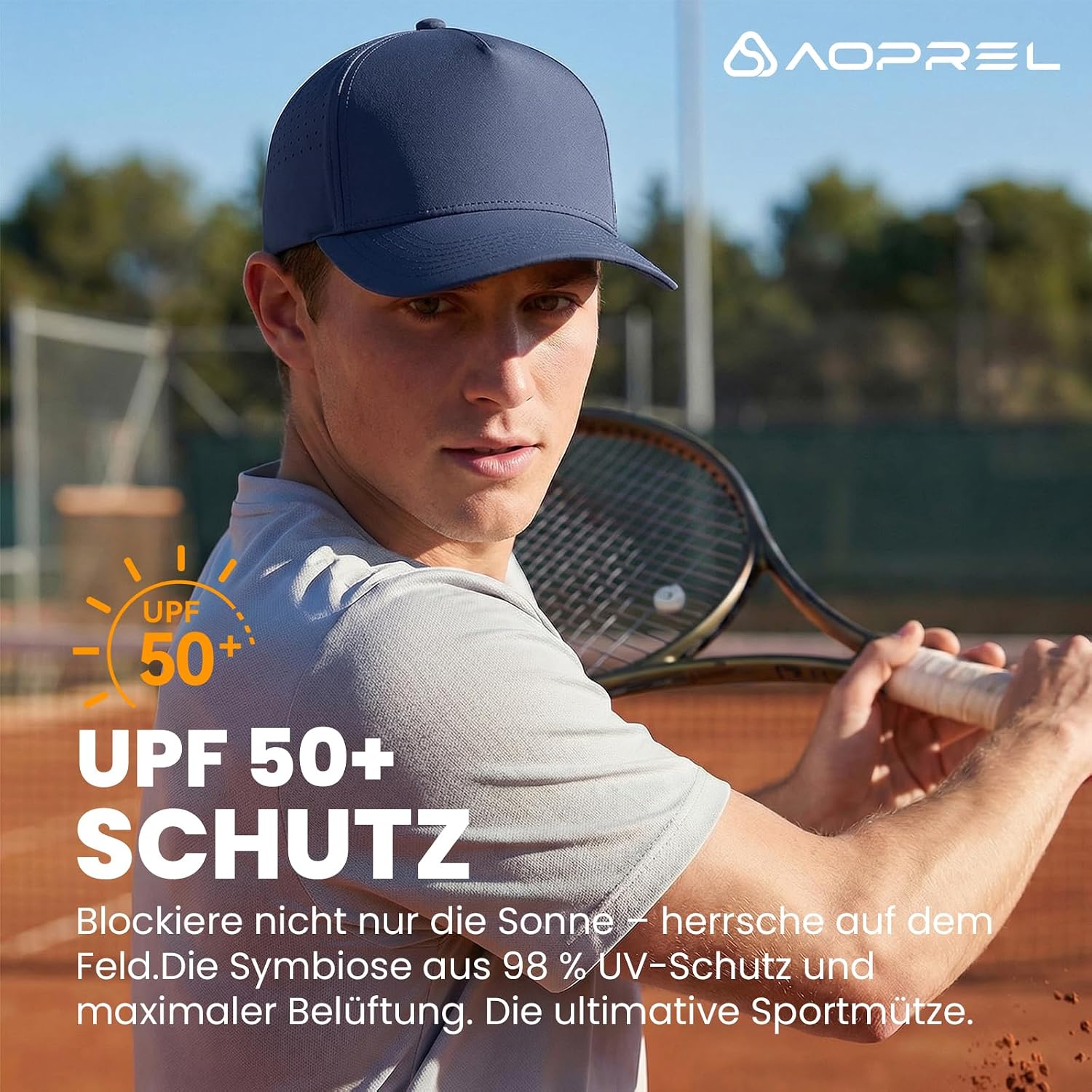 Detalle 2 de AOPREL Basecap Unisex – Wasserabweisend, atmungsaktiv & schnelltrocknend (5-Panel) – S-M / M-L