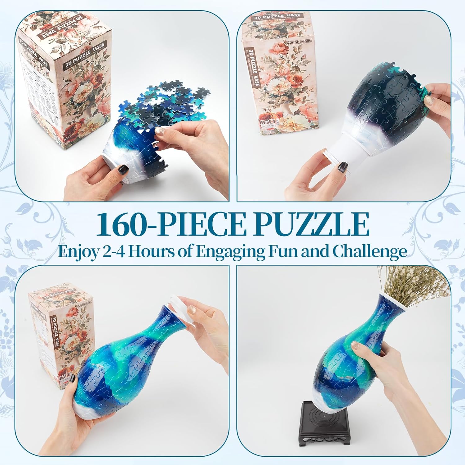 Thumbnail 3 de 3D Puzzle Vase for Adults (160-Piece) with LED Night Light