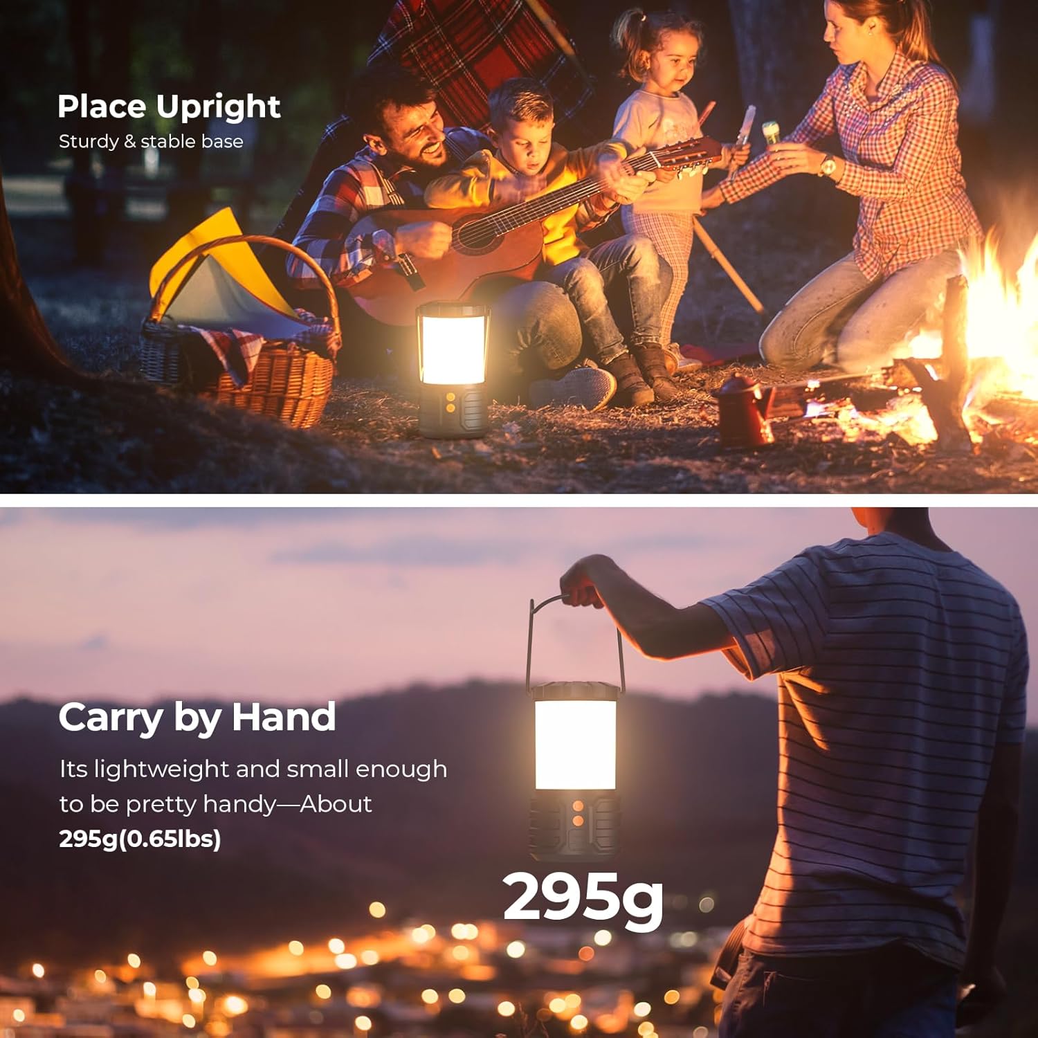 Detalle de Rechargeable LED Camping Lantern with 5000mAh Battery, 3 Colours & IPX4 Waterproof (Power Bank Design)
