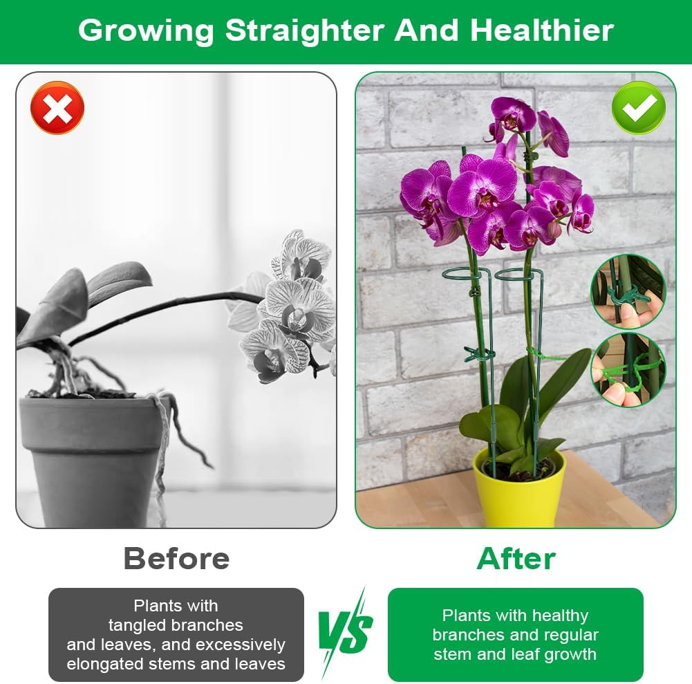 Thumbnail 4 de Adiwo 6PCS 60cm garden single stem support stakes with extension poles, plant clips and flexible cable ties