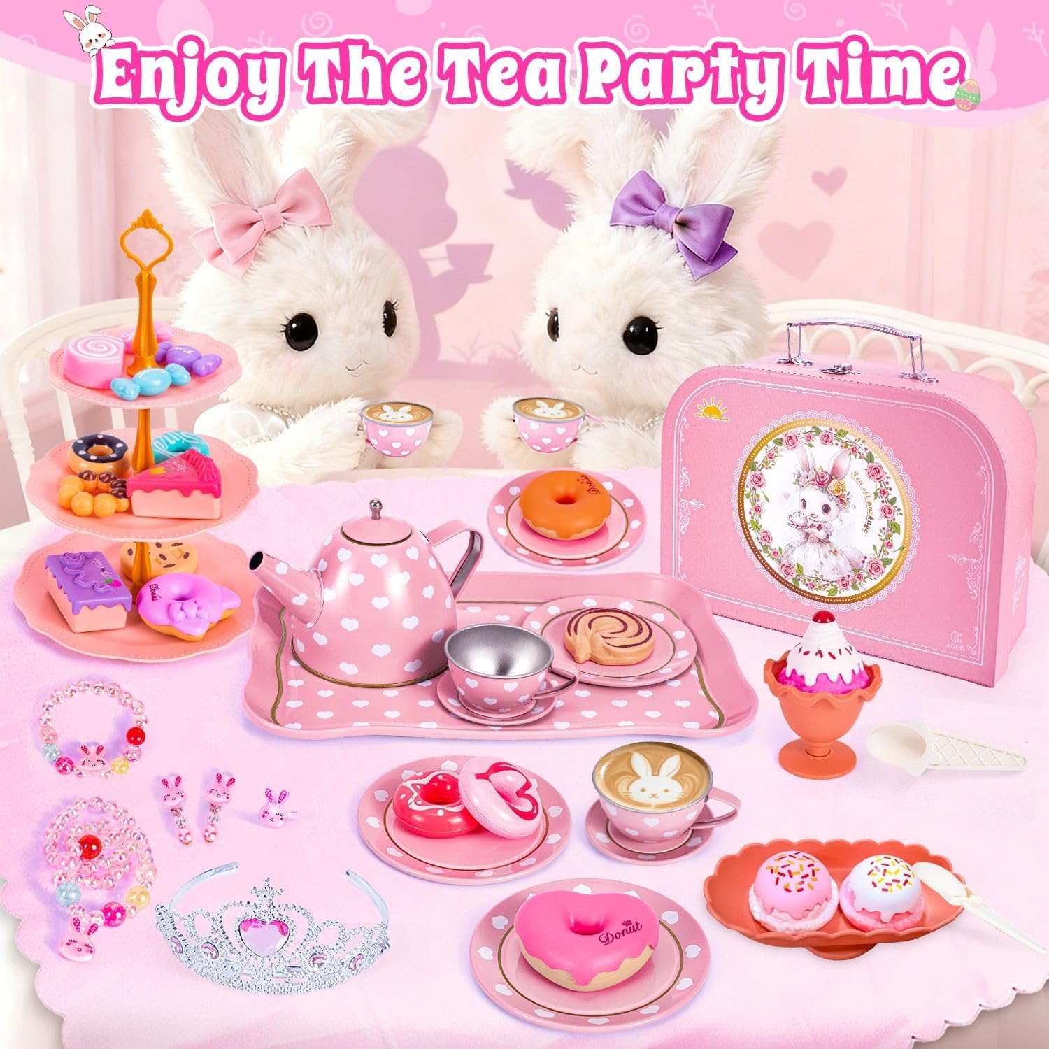 Thumbnail 6 de Hohosunlar Kids Tea Set for Toddlers – Princess Tea Party Toy with Carrying Case