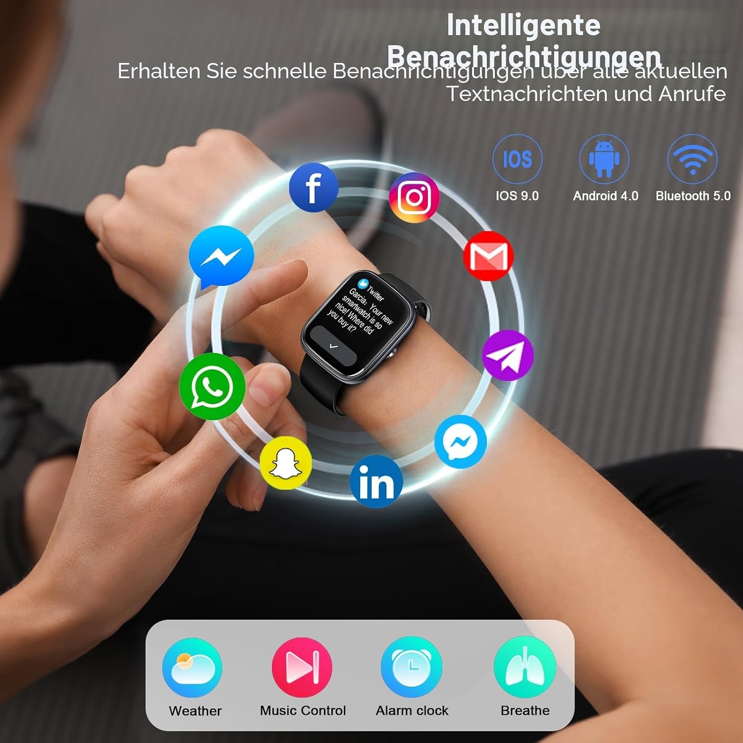 Thumbnail 1 de Jugeman Smartwatch mit 1,91-Zoll Display, Bluetooth-Anrufen und 110+ Sportmodi