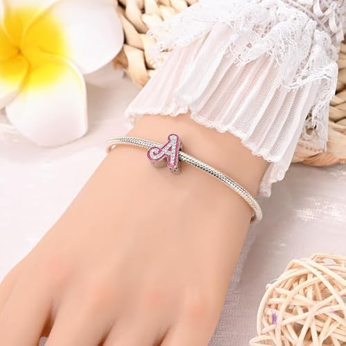 Detalle de KUNSIR Z Alfabeto Charms Abalorios Colgante de plata 925 para pulseras y collares Pandora