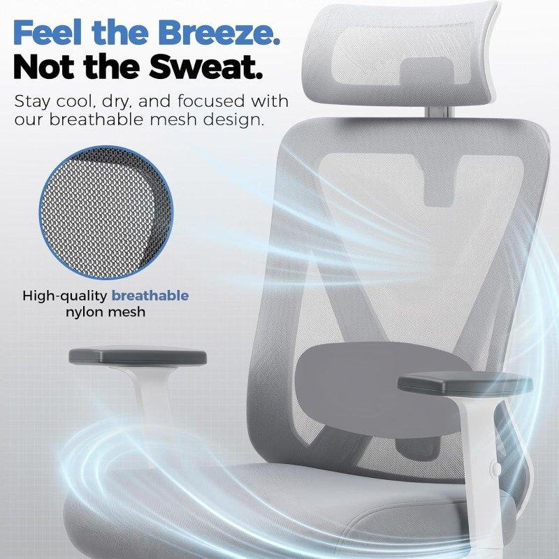 Detalle 2 de Silla Ergonómica GTPLAYER Ajustable 3D (Reposacabezas, Lumbar y Reposabrazos) en gris