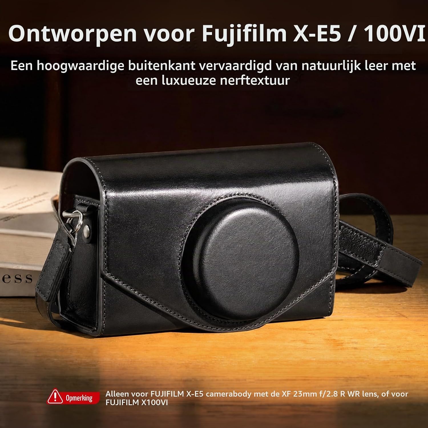 Detalle 2 de SMALLRIG 5987 leren cameratas voor FUJIFILM X-E5 en X100VI, zwart