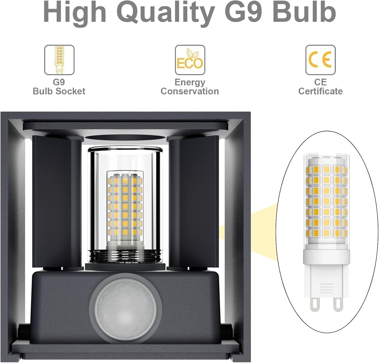 Detalle 2 de Klighten LED Wandleuchte 2er Set Bewegungsmelder