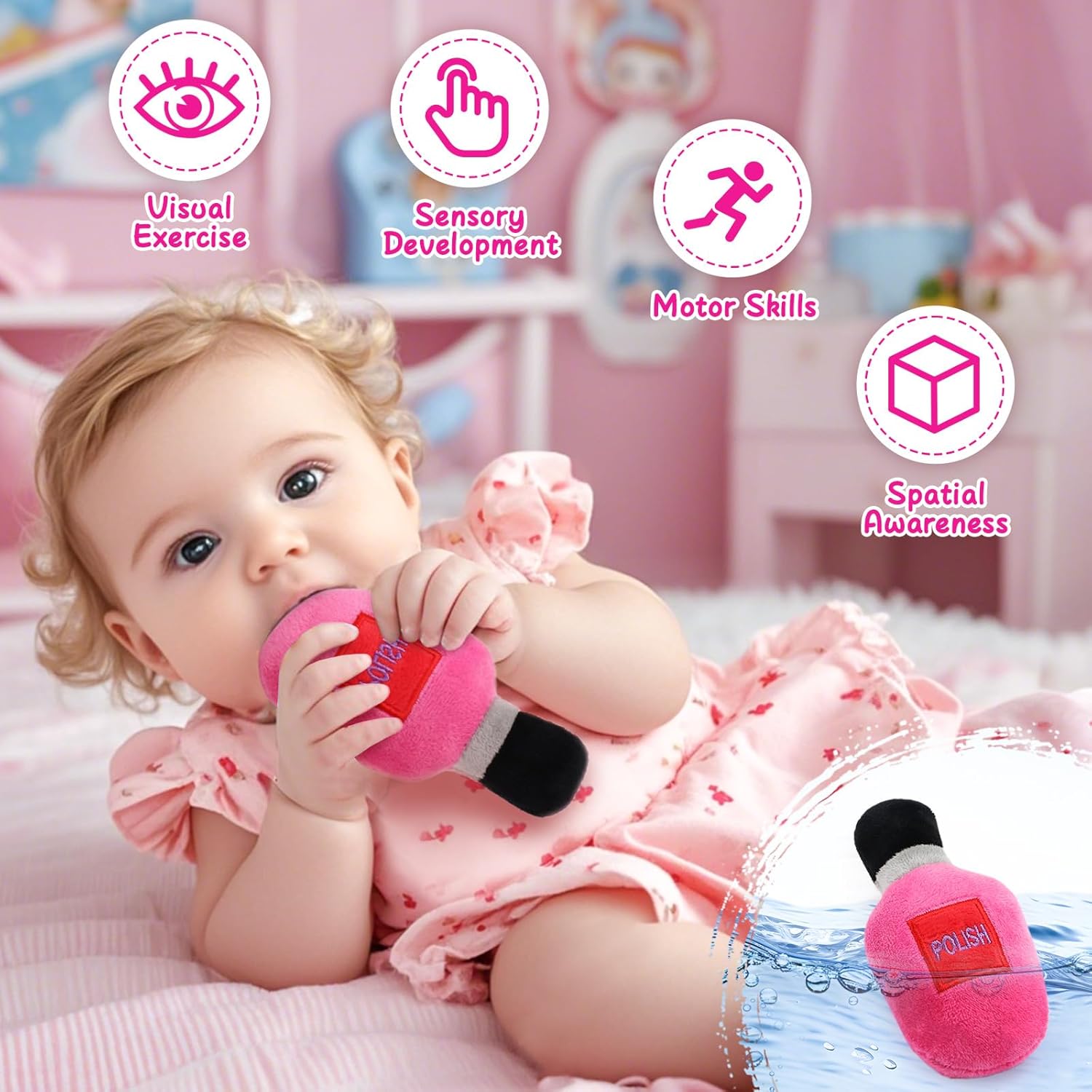 Thumbnail 4 de Toylink Geschenk Mädchen Handtaschen-Set (2–5 Jahre) mit Plüsch-Handtasche, Sound-Handy und Make-up-Zubehör – Rosa