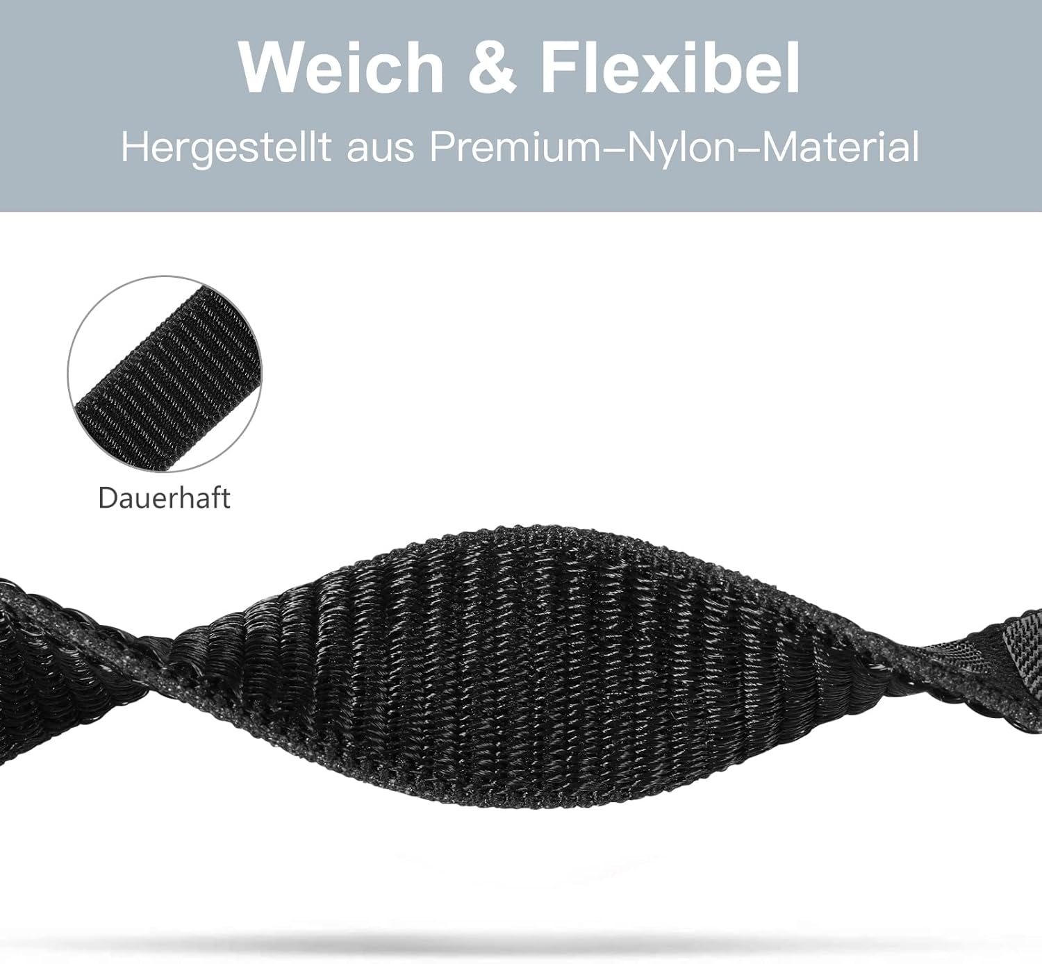 Detalle de Maledan Cinturino Nylon Compatibile Apple Watch 38/40/41mm e 42/44/45/49mm – Nero