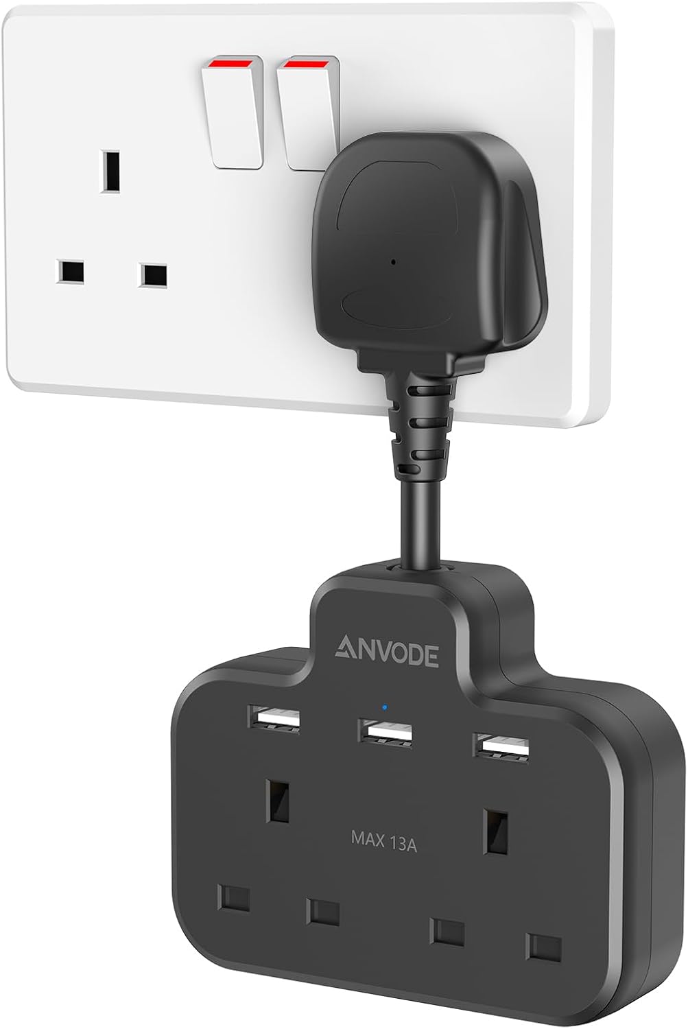 Detalle de Double Plug Adaptor with USB 3250W