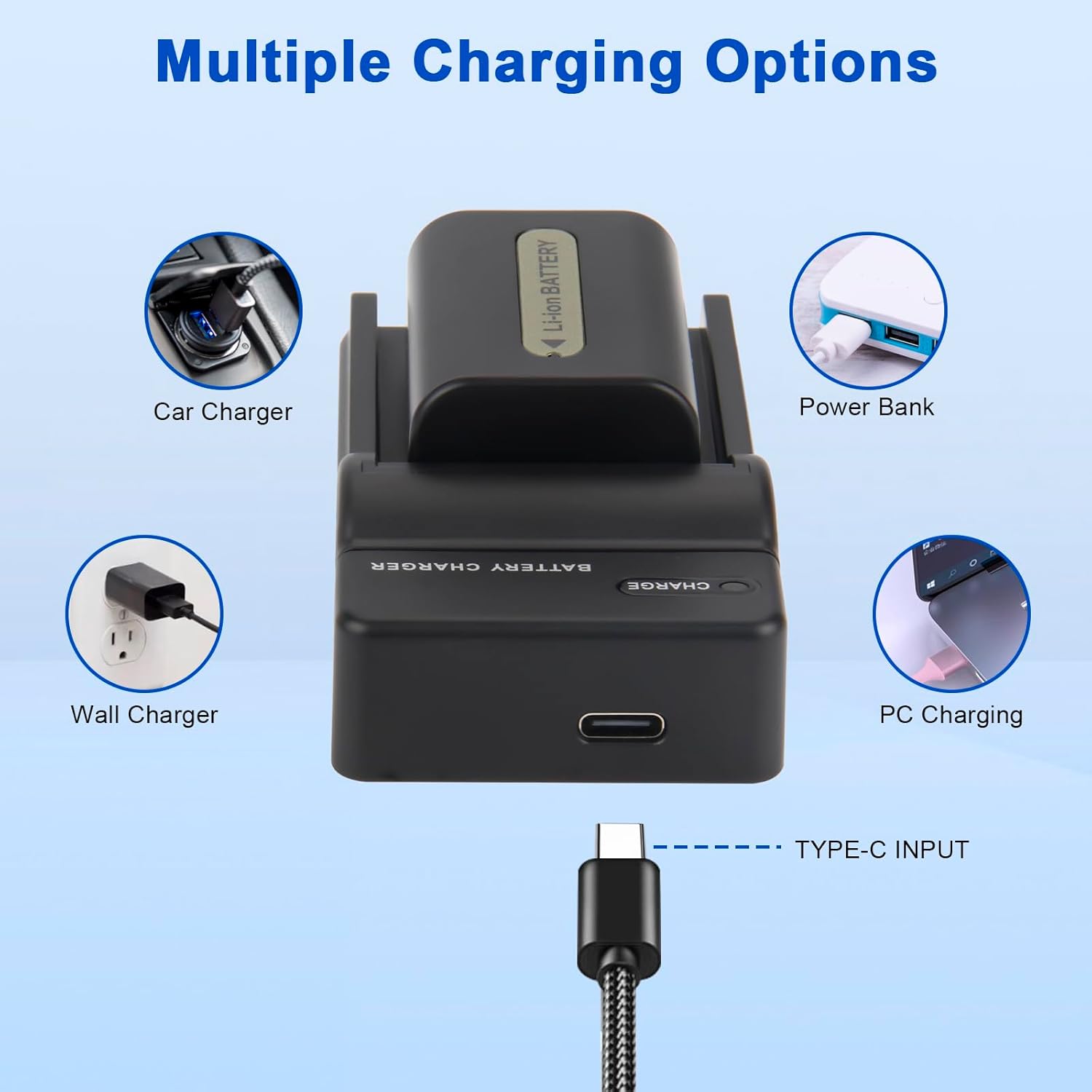 Thumbnail 4 de Joiry NP-FH50 Battery and USB Charger for Sony: 2x 1300mAh Batteries with Dual LCD Charger