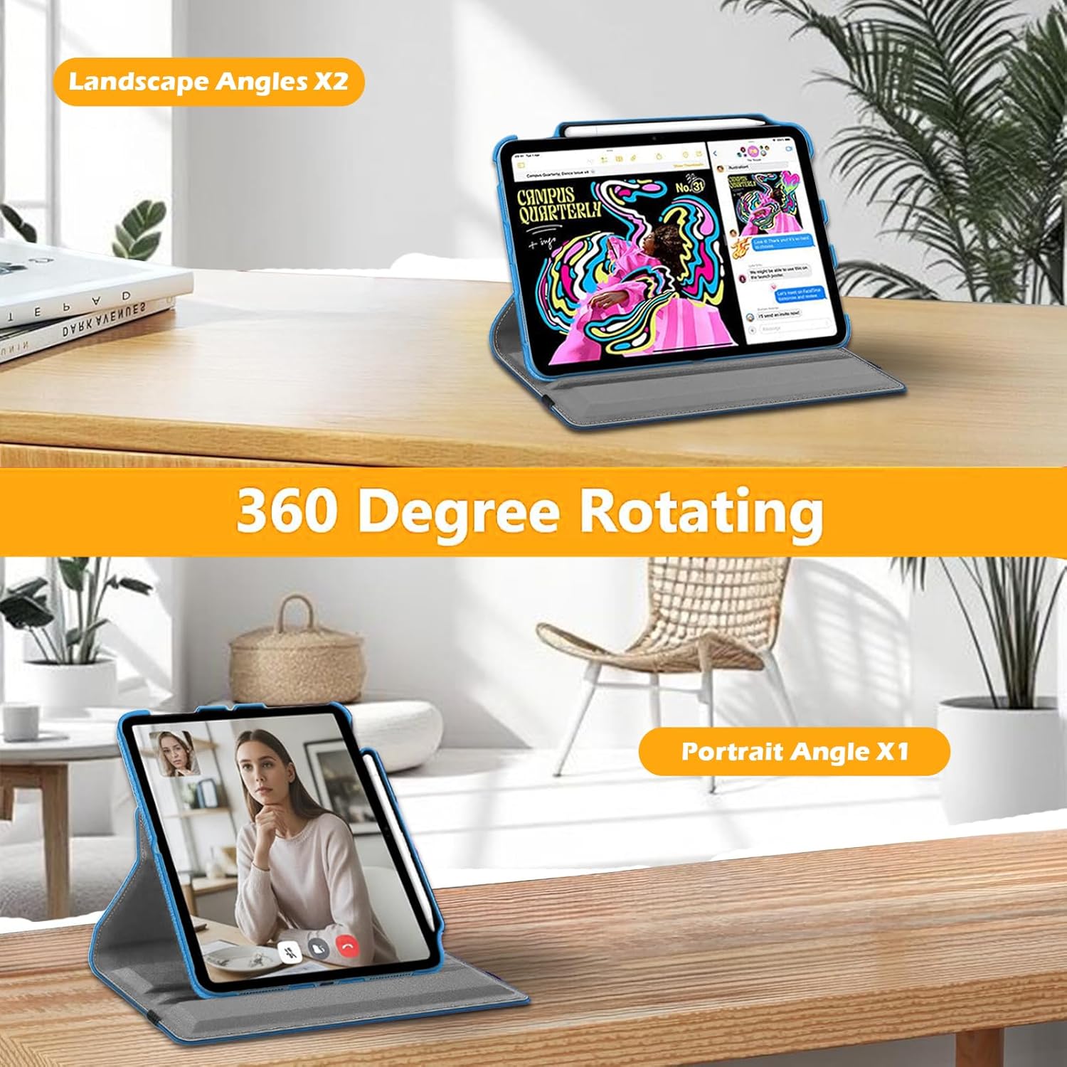 Thumbnail 3 de GALTD iPad A16 Case (10.9-inch & 11-inch) with Auto Wake/Sleep, Pencil Holder and 360° Rotating Stand