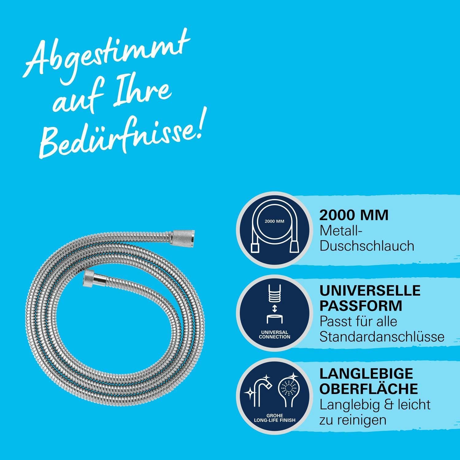Thumbnail 3 de GROHE Vitalioflex Duschschlauch aus Metall 2,00 m (22103000) – knickfest, hitzebeständig und universell anschlussfähig
