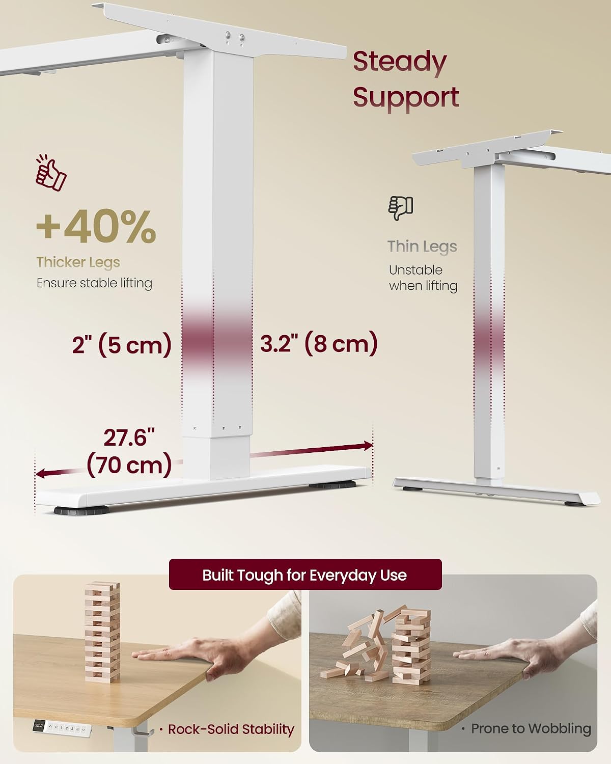 Thumbnail 4 de VASAGLE Electric Standing Desk LSD144YA03: 140 x 80 cm, USB-C, Cable Tray, Golden Oak