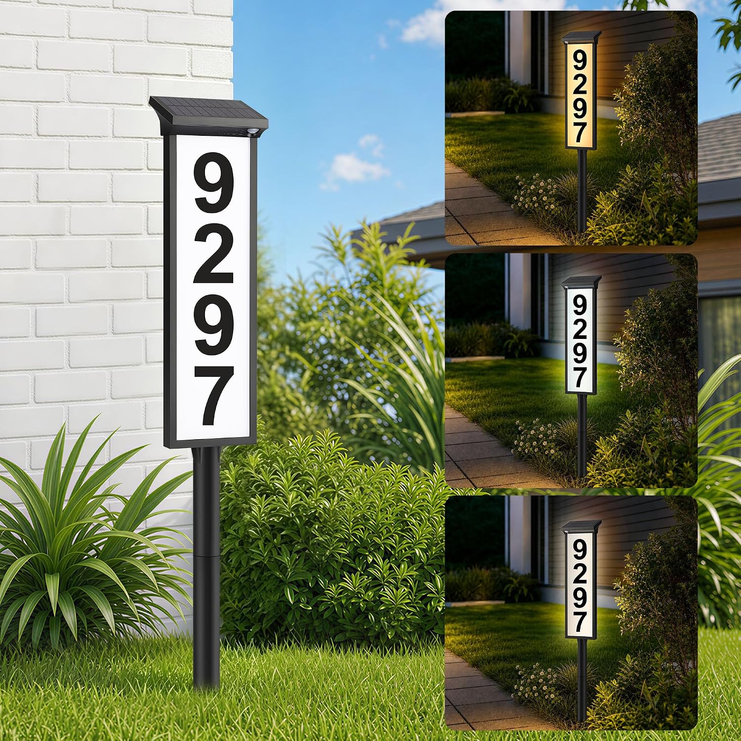 Detalle de ASOMST Solar Address Sign, 3-Color LED