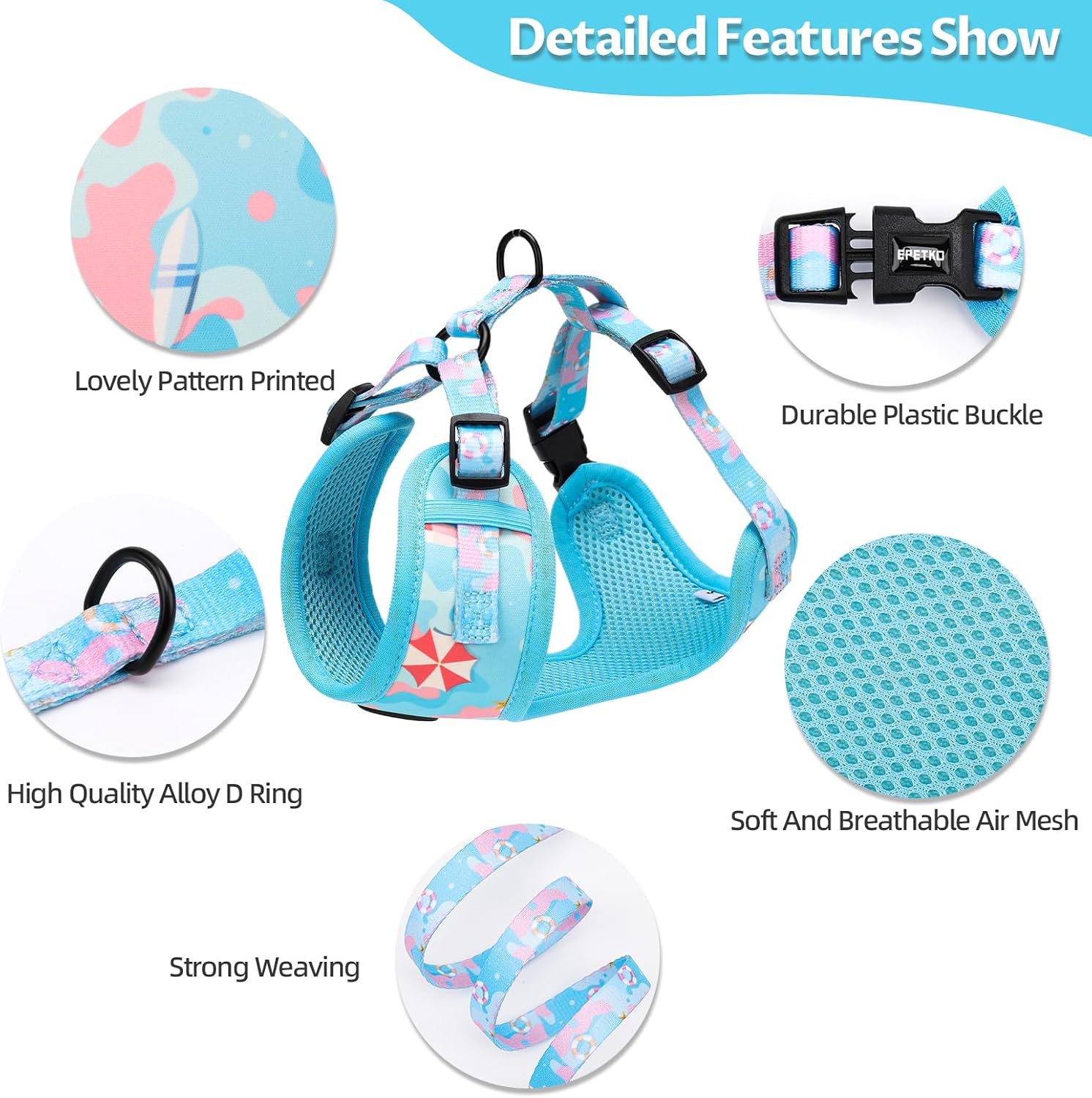 Detalle de Small Dog Harness and Leash Set of 6