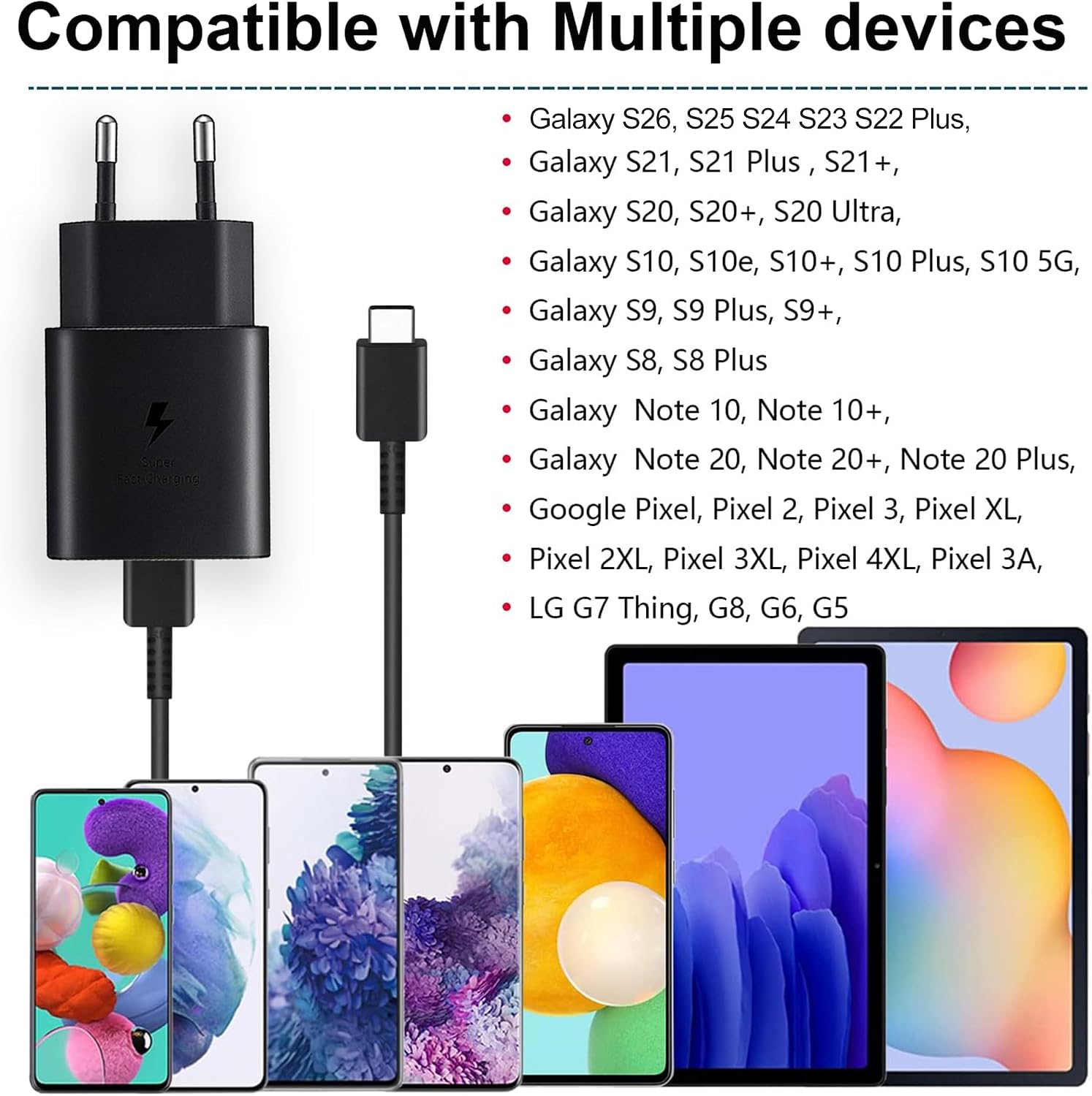 Thumbnail 6 de 25W USB‑C Schnellladegerät mit Kabel – PD 3.0, kompatibel mit Galaxy S26/S25/S24/S23/S22/S21/S20, inkl. 1,5 m Kabel