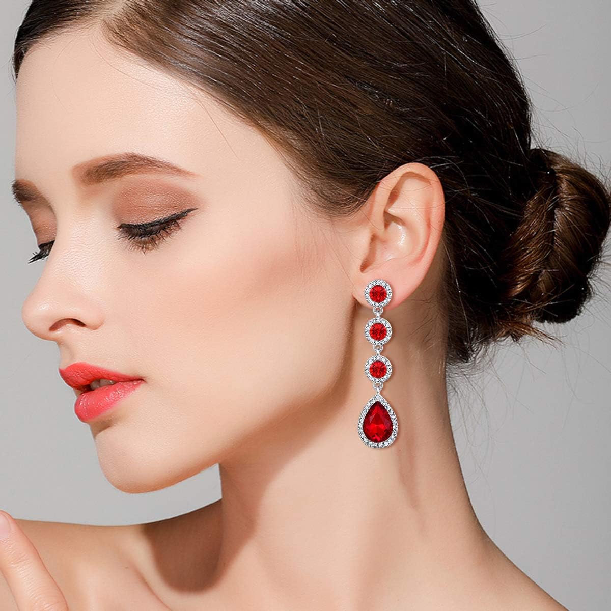 Thumbnail 1 de Boucles d’oreilles pendantes Clearine Femme Mariage avec cristal rond et goutte