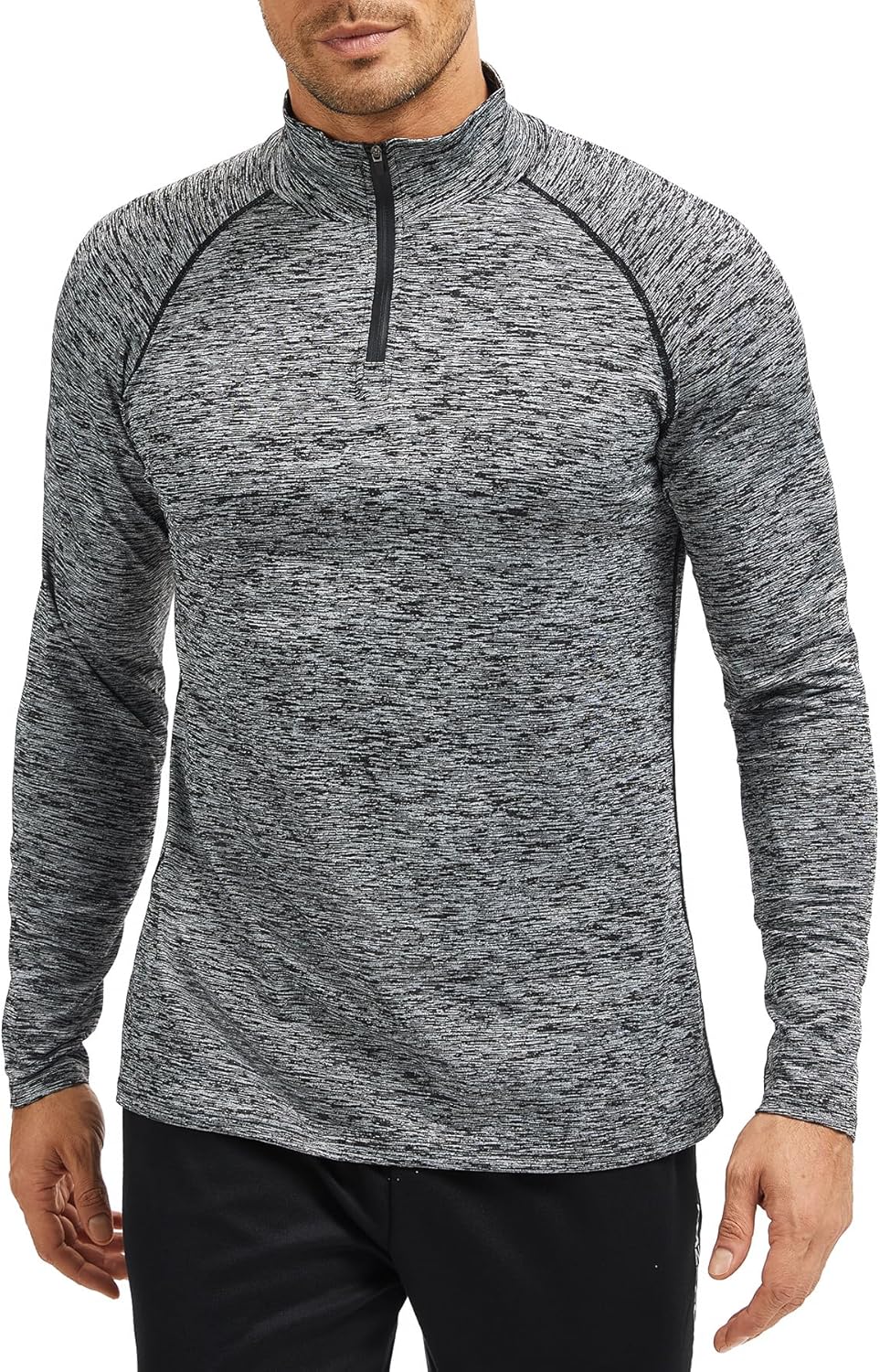 Thumbnail 6 de AMZSPORT Maglia da uomo manica lunga 1/4 zip felpa traspirante per running, palestra e allenamento