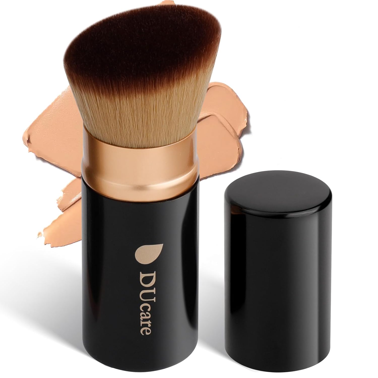 Detalle de DUcare Foundationspinsel – teleskopierbarer Kabuki-Pinsel mit Deckel für Foundation & Puder (Schwarz2)