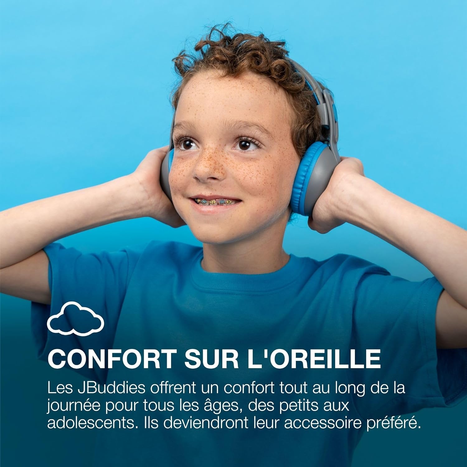 Thumbnail 2 de JLab JBuddies Studio 2 : casque Bluetooth pour enfants avec volume limité, micro intégré et mode partage