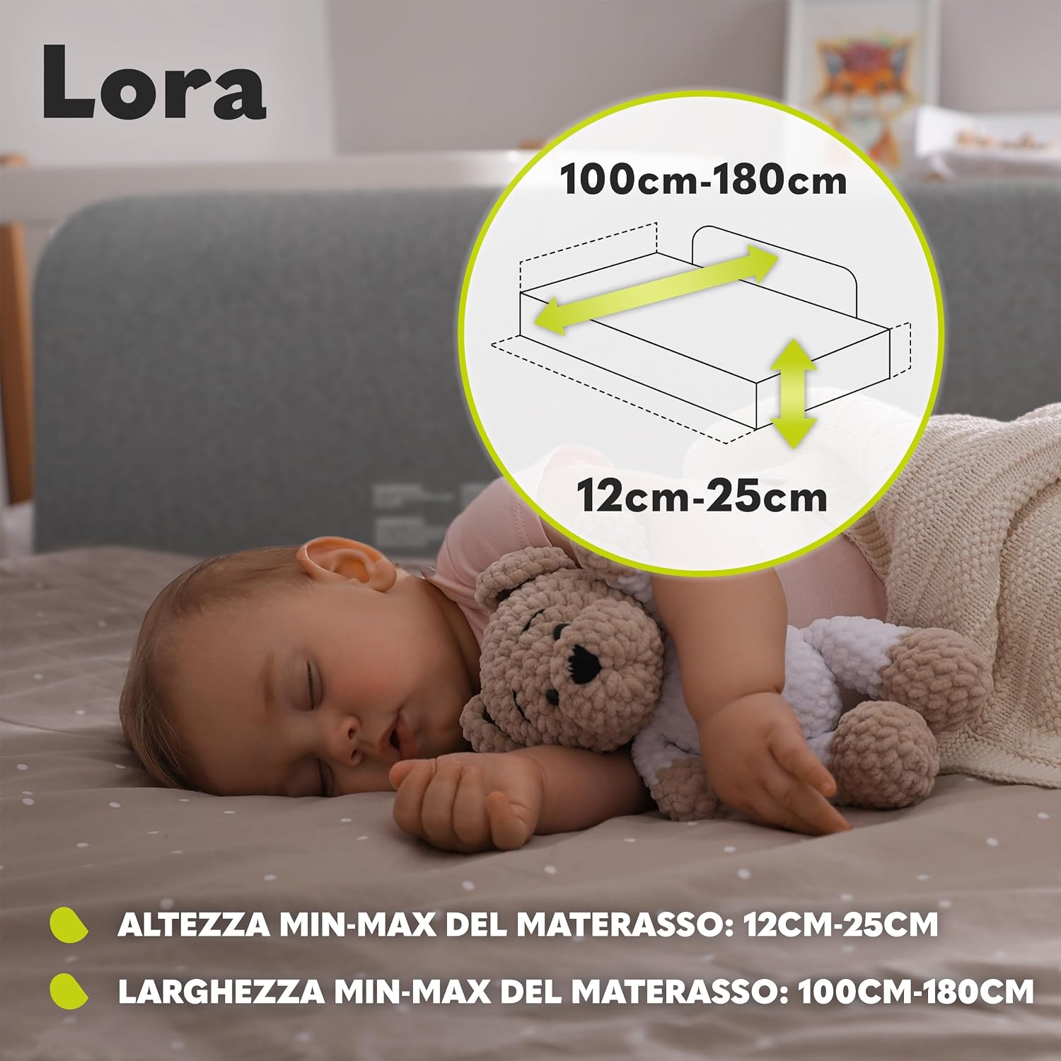 Thumbnail 4 de LIONELO Lora Sponda Letto Portatile per Bambini – barriera sicura, pieghevole e inclinabile