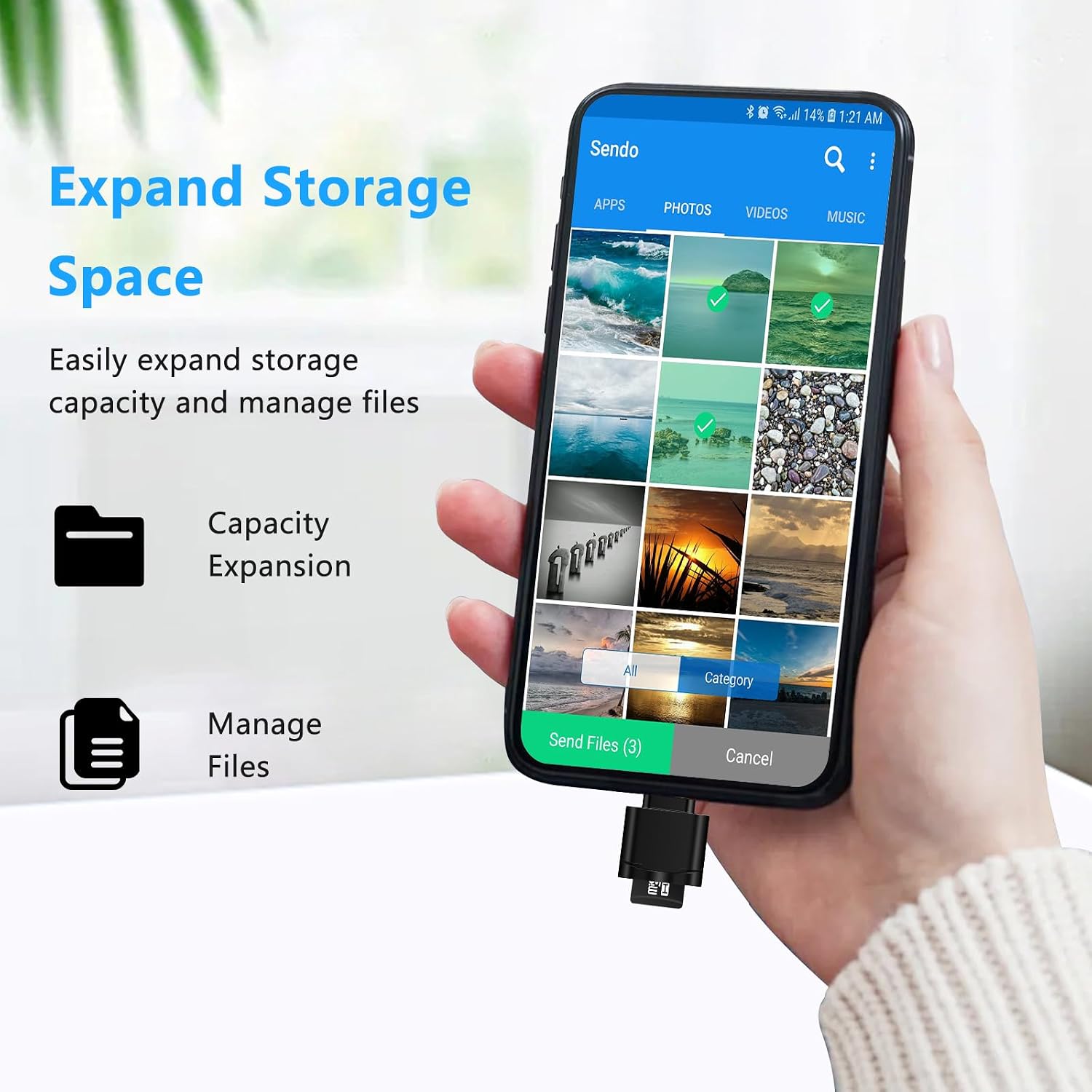 Thumbnail 5 de Seminer TF-Crad-Reader-BK microSD card reader with USB-C and plug-and-play