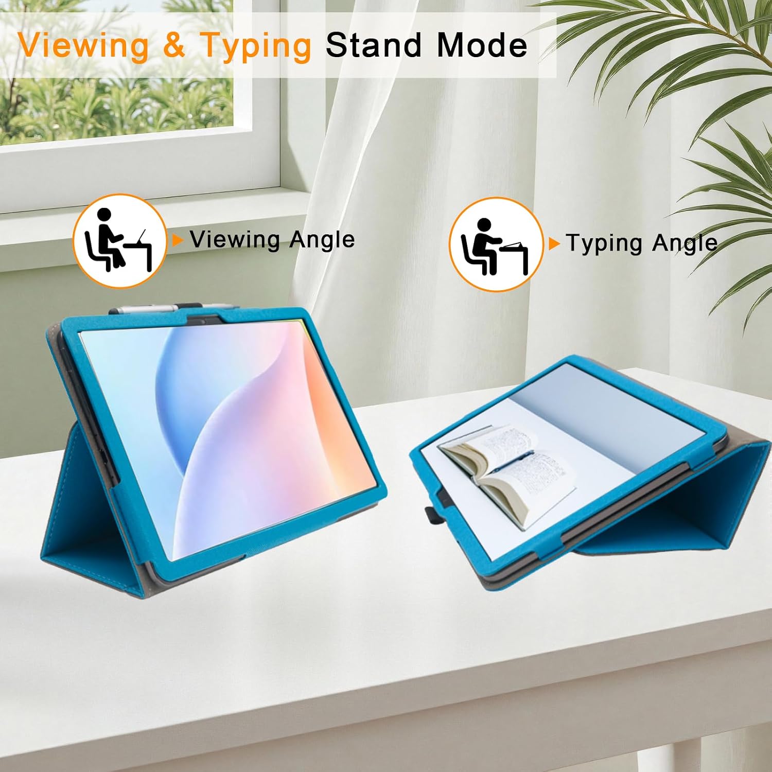 Detalle de XLTTONG Tablet Case with Hand Strap for Doogee Tab A9/A9 Pro 10.1" – Peacock Blue