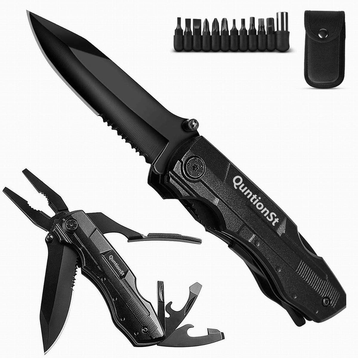 Detalle de QuntionSt QT-BK-KE01 12-in-1 Pocket Multitool with Locking Blade