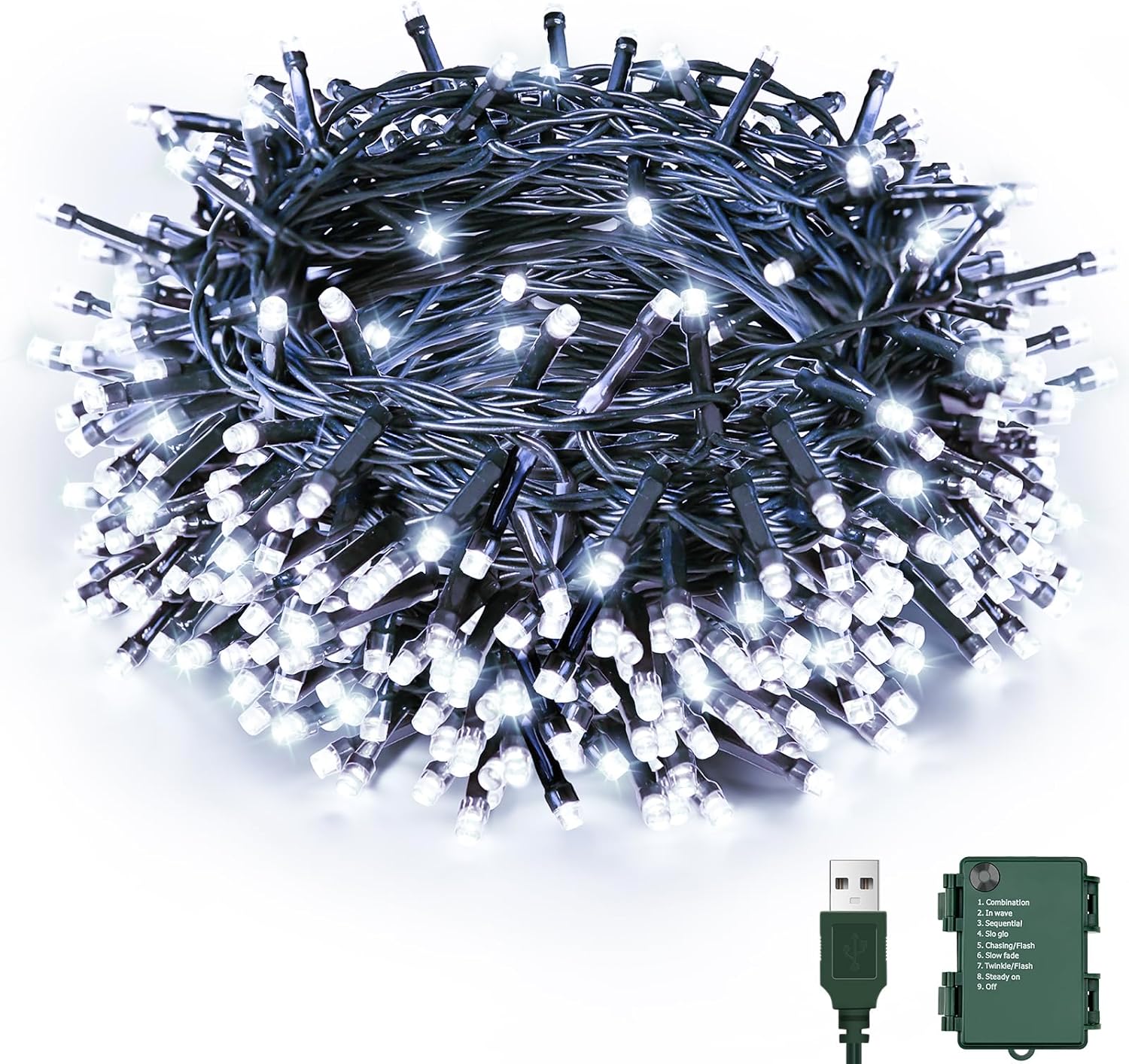Detalle de Etopgo Christmas Fairy Lights 5M 50 LED – USB or Battery Powered with 6h Timer