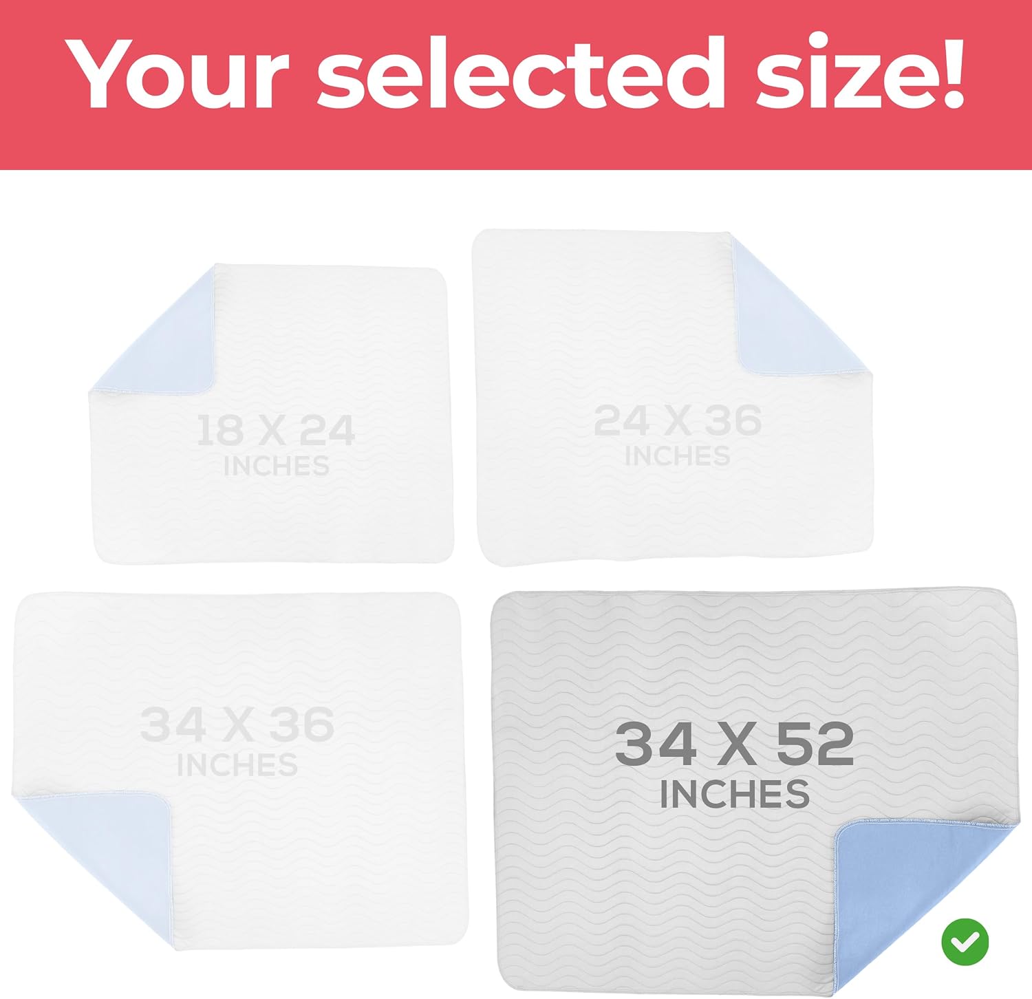 Detalle 2 de Utopia Bedding UB1328 Reusable Incontinence Bed Pads, 34 x 52-Inch, 4-Pack