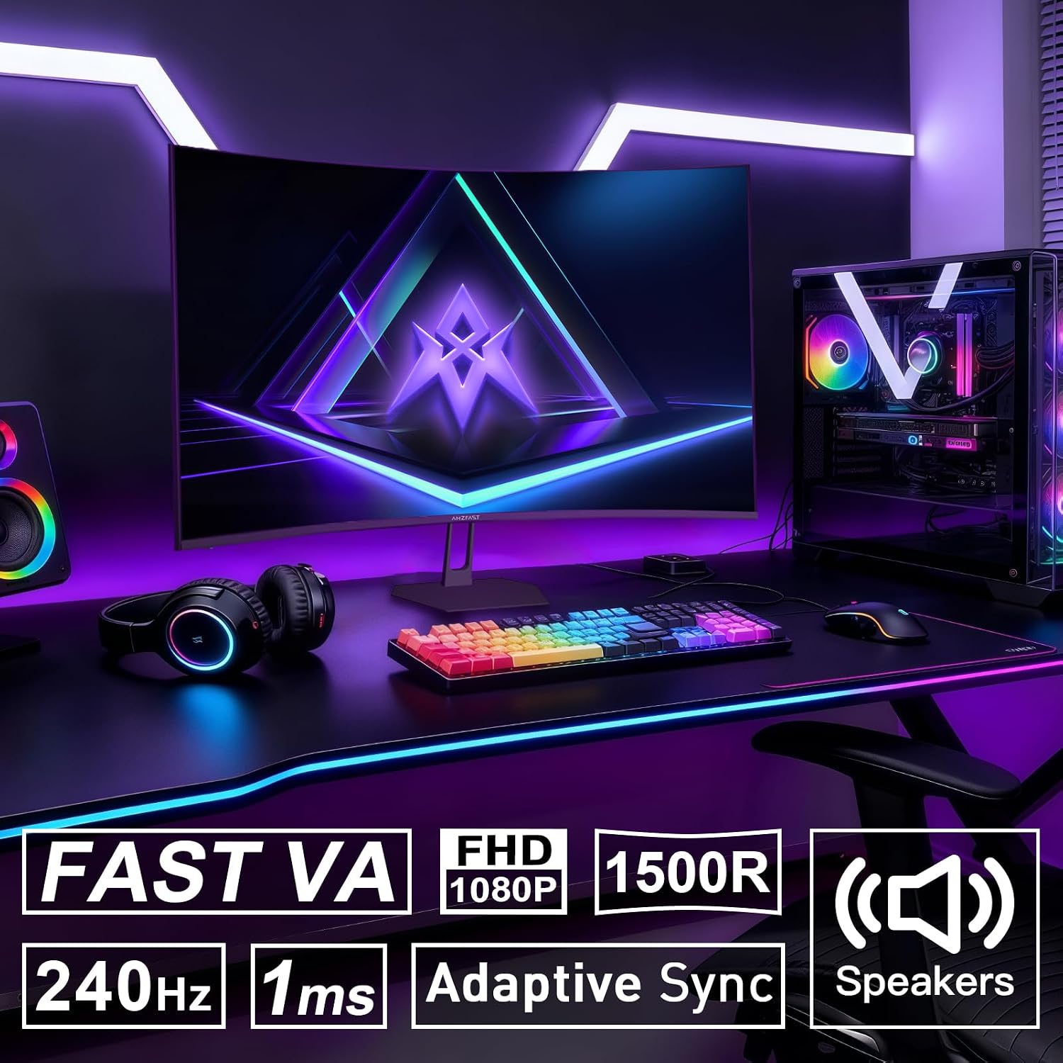 Thumbnail 1 de Amzfast AMZG32C1F Gaming Monitor 32 Zoll