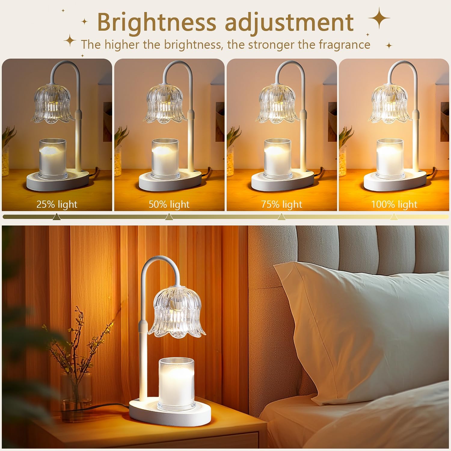 Thumbnail 2 de CRMILL CXRLD-001 Candle Warmer Lamp, Adjustable Height, Timer, White Metal
