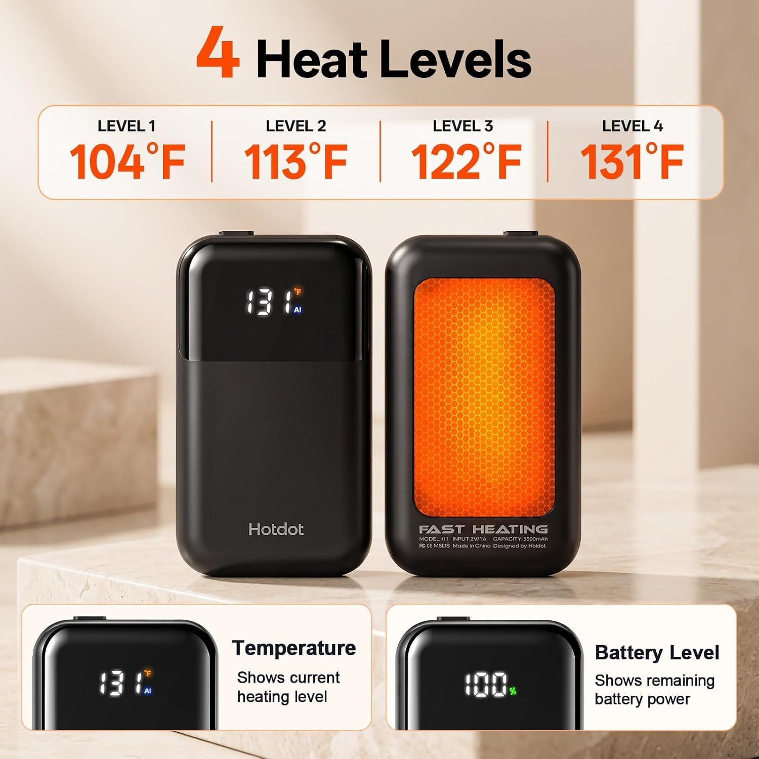 Thumbnail 2 de Hotdot Hand Warmers Rechargeable 131°F