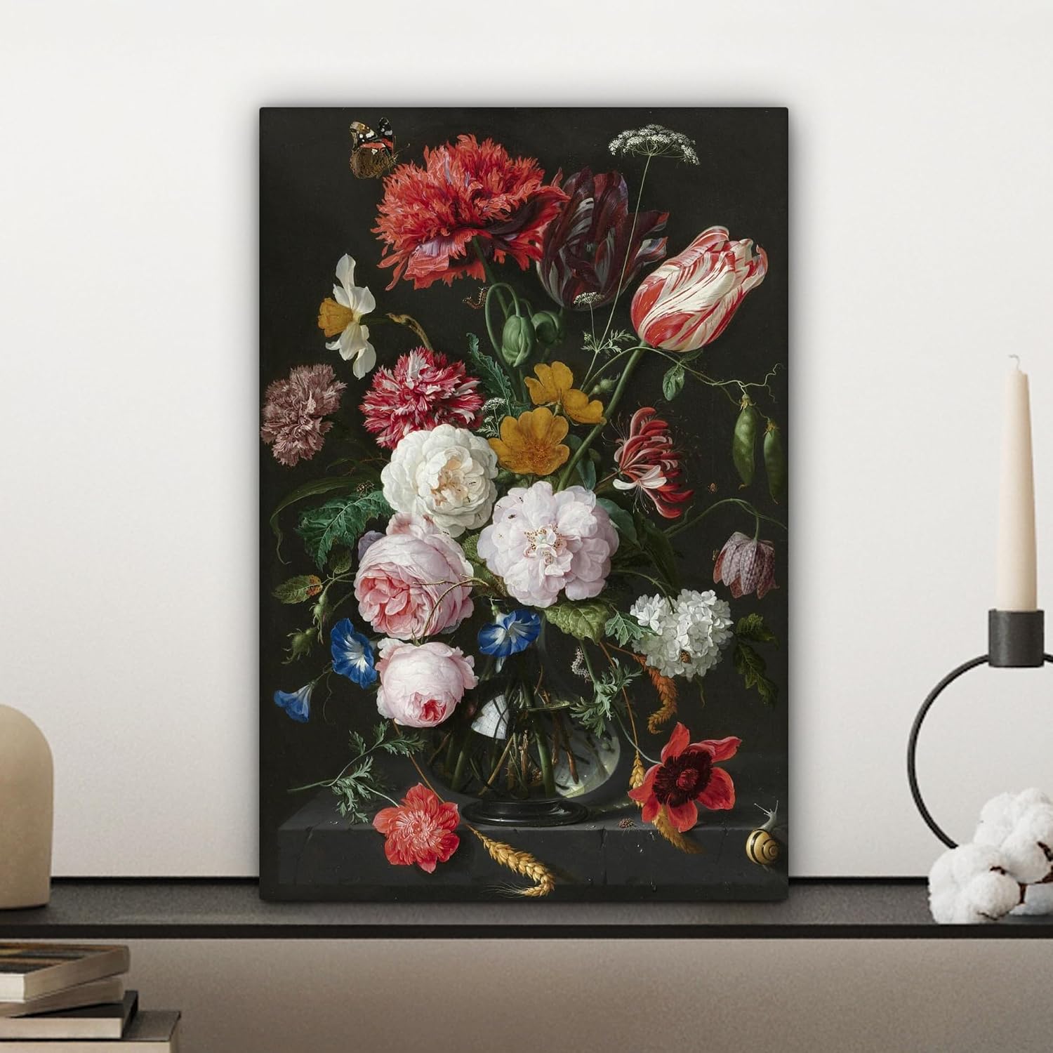 Detalle 1 de MuchoWow© canvasdoek 20 x 30 cm met bloemenstilleven van Jan Davidsz. Heem