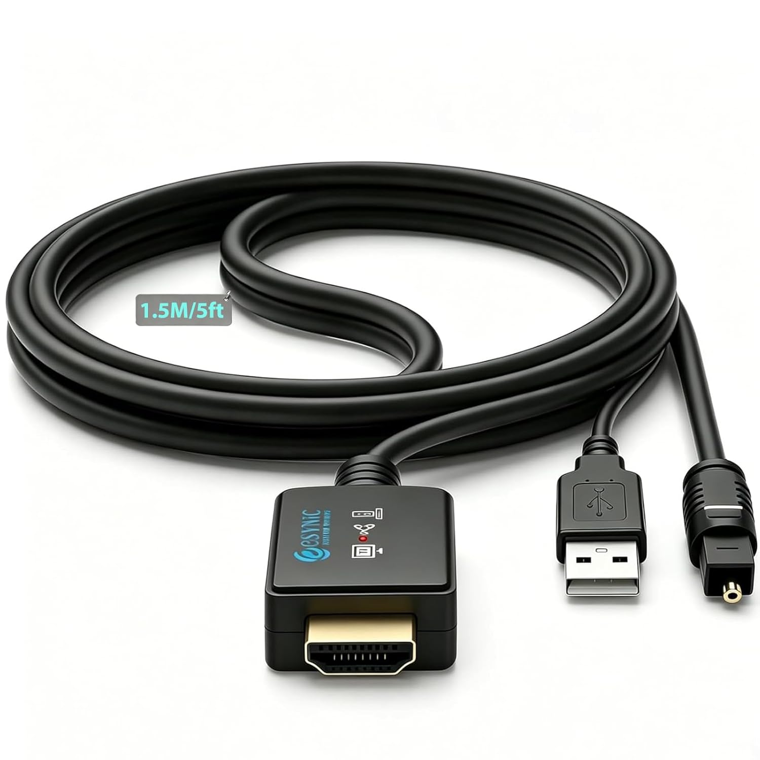 Detalle de eSynic Professional 192kHz eARC/ARC to Optical Audio Extractor Cable