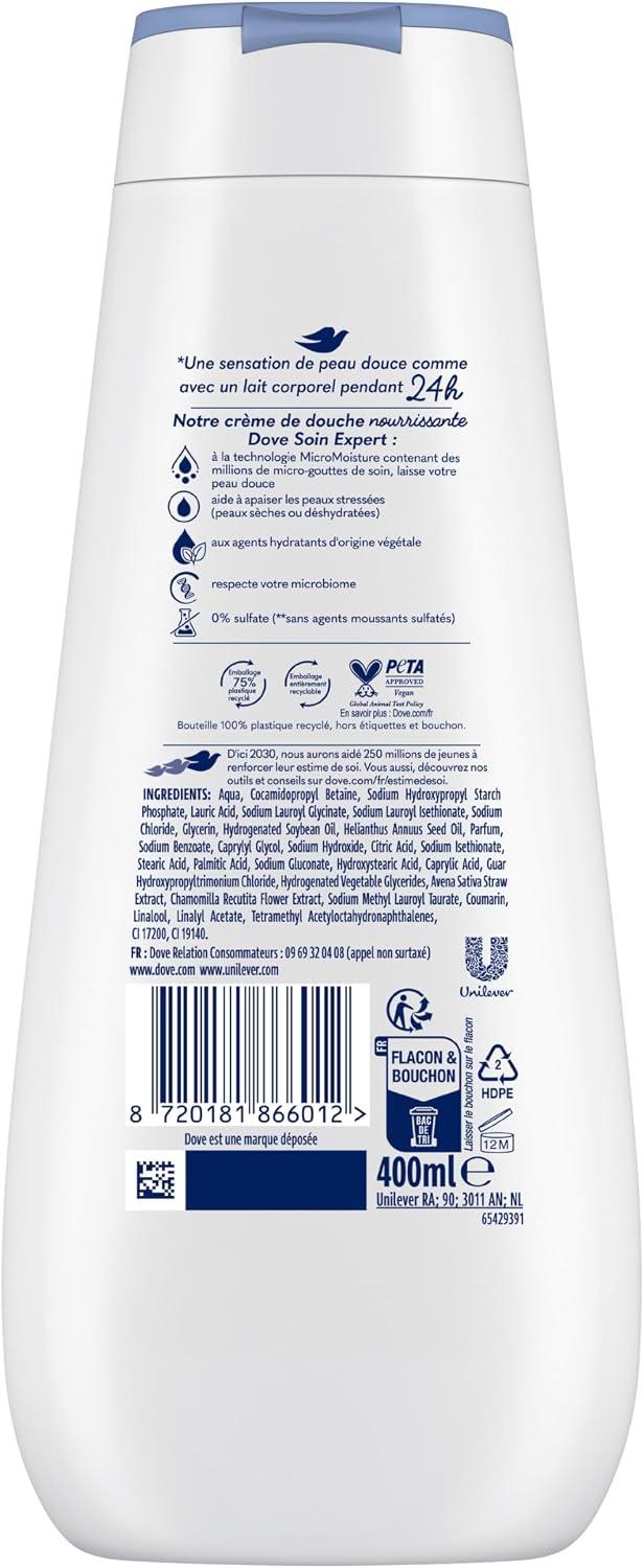 Detalle de DOVE Crème de douche Advanced Care Anti-Stress – Lot 2x400 ml