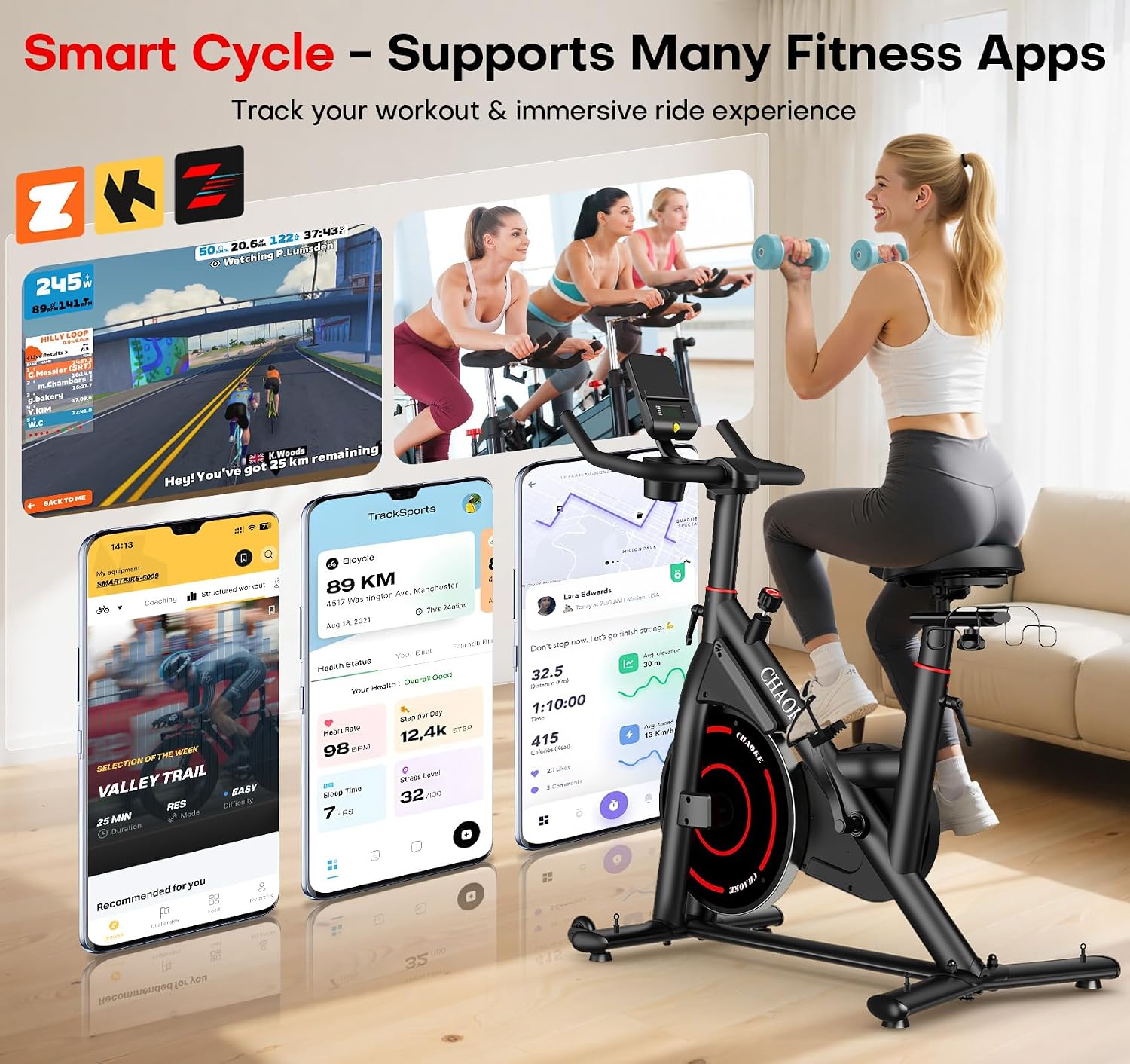 Thumbnail 1 de CHAOKE Exercise Bike 350 lb capacity 🚴♀