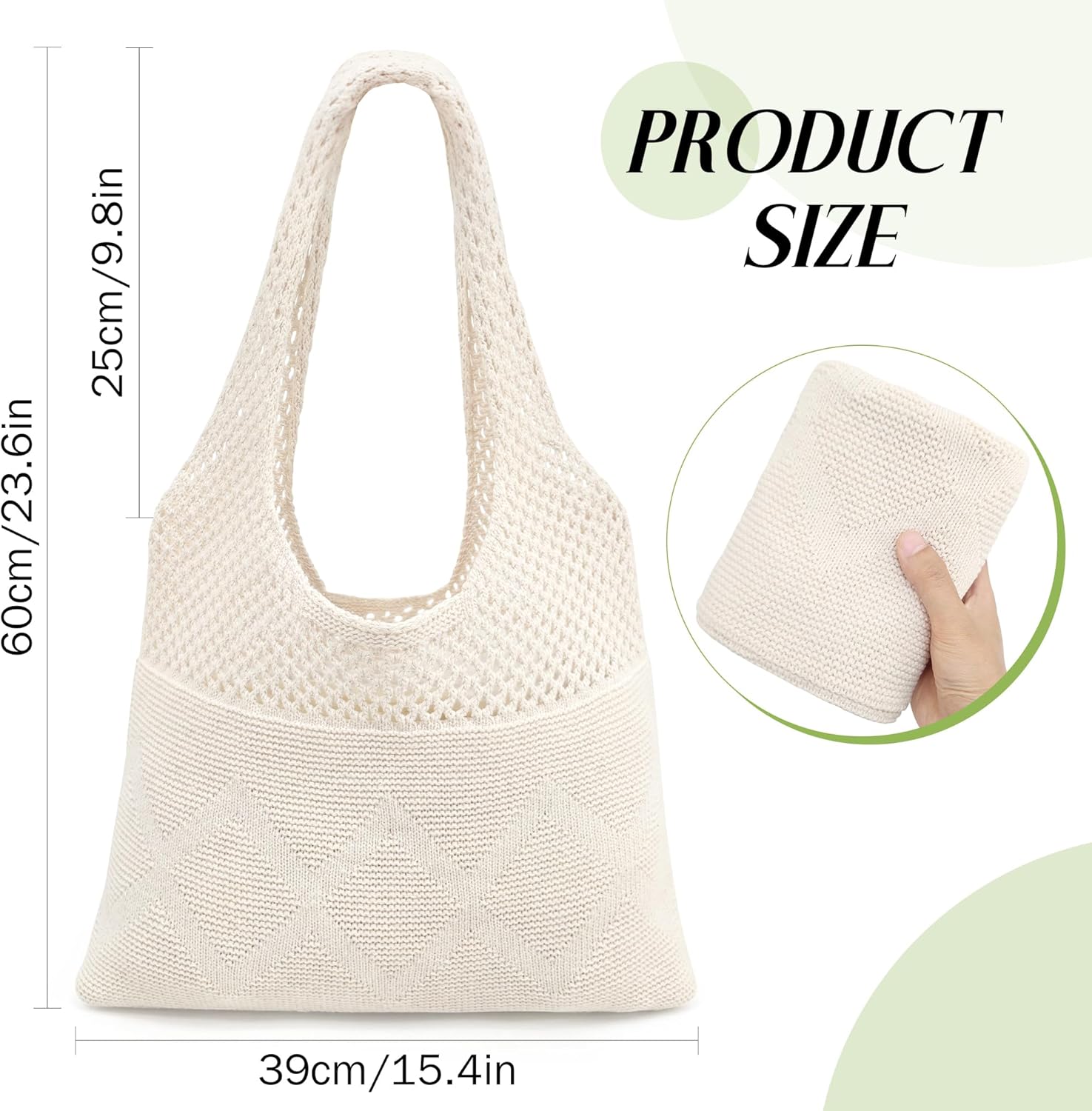 Thumbnail 3 de beifon Strandtasche Damen „Boho“ aus Strickmaschen – Mesh-Beachbag als Tote- und Umhängetasche