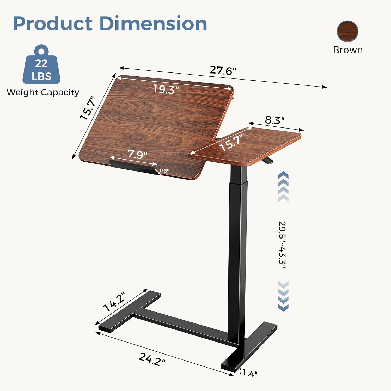 Detalle de DUMOS Rolling Standing Desk, Adjustable Height